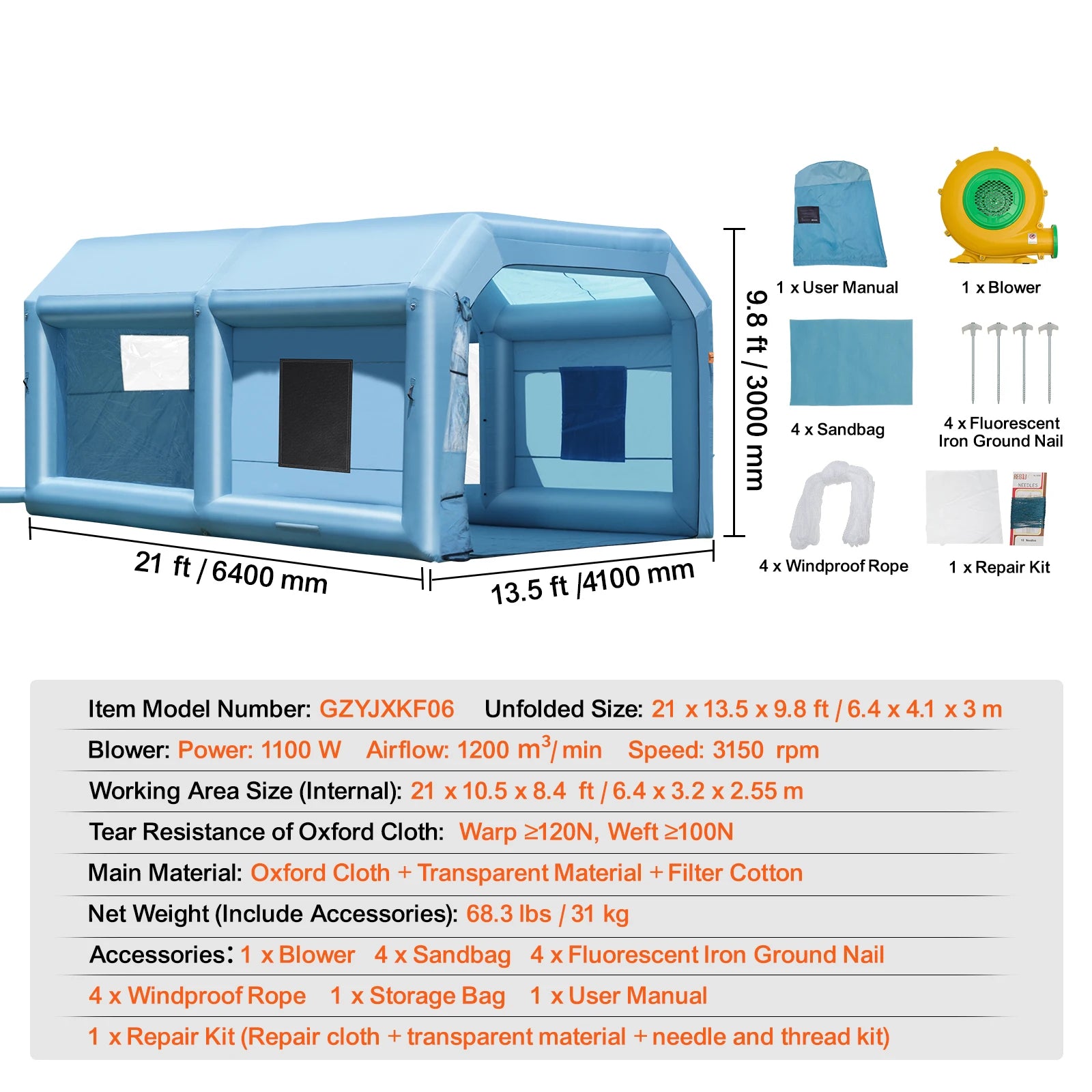 Opblaasbare Spuitcabine met Ventilatoren en Filters – Draagbare Lakcabine voor Auto, Meubels & DIY Projecten