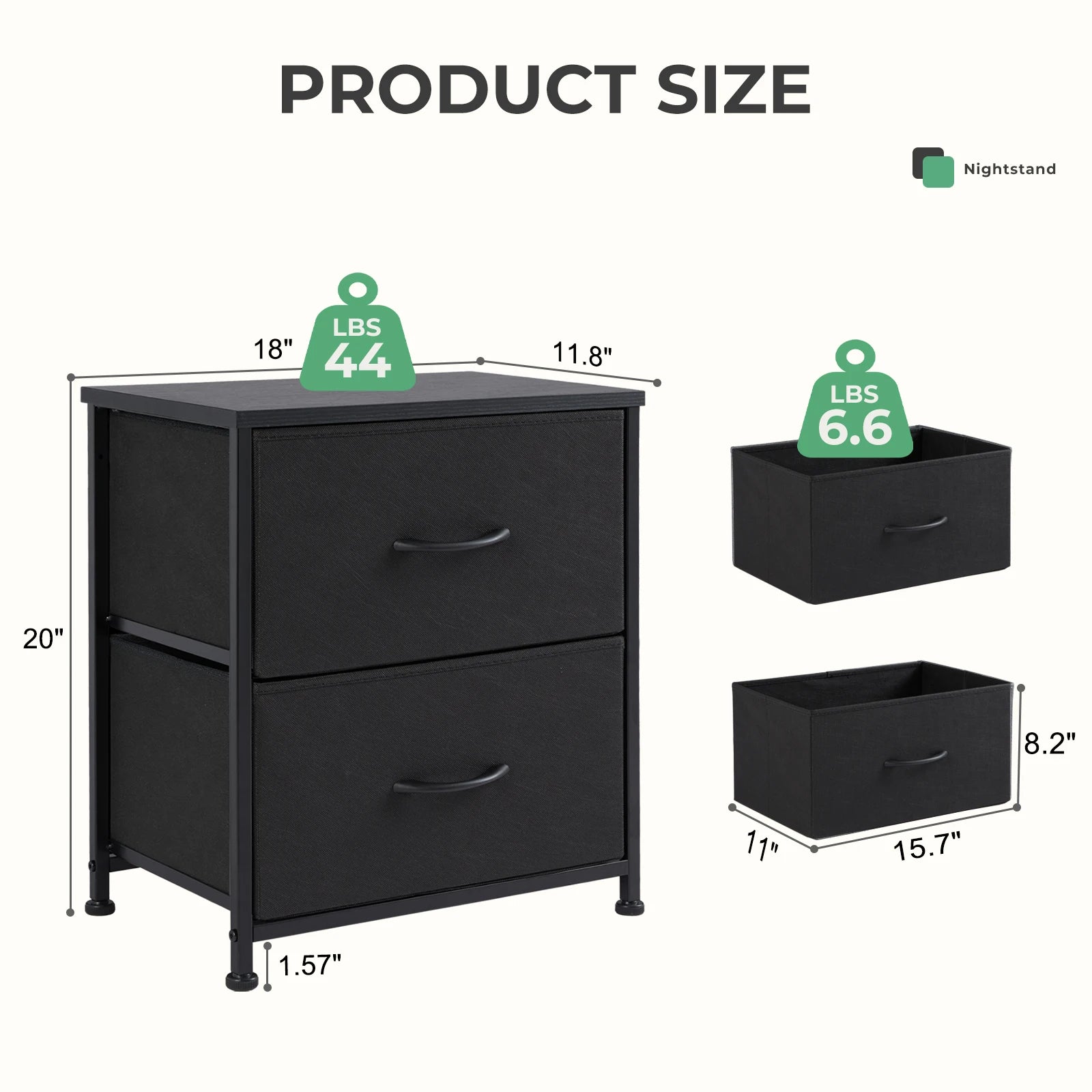 Multifunctionele Ladekast met Stoffen Lades – 2‑Stuks Woonkamer & Slaapkamer Opbergmeubel