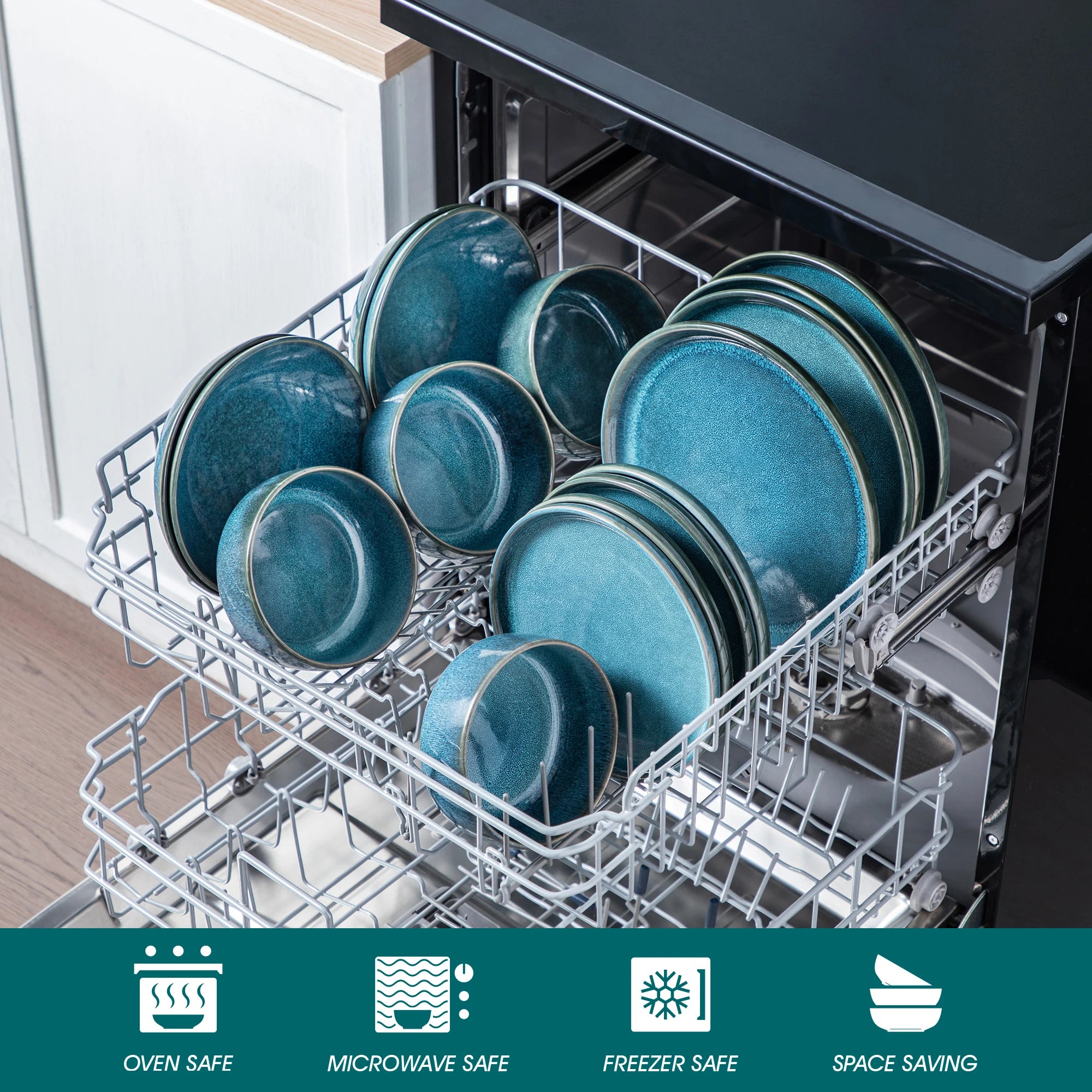 Keramisch Servies Blauw 16-delig – Set voor 4 Personen