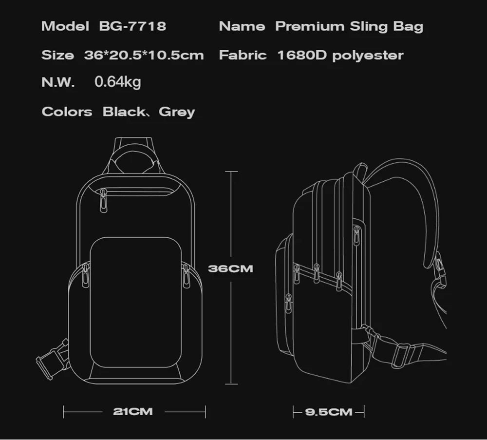 Multifunctionele Waterdichte Crossbody Sling Bag Heren – Grote Capaciteit Schoudertas Voor Dagelijks Gebruik