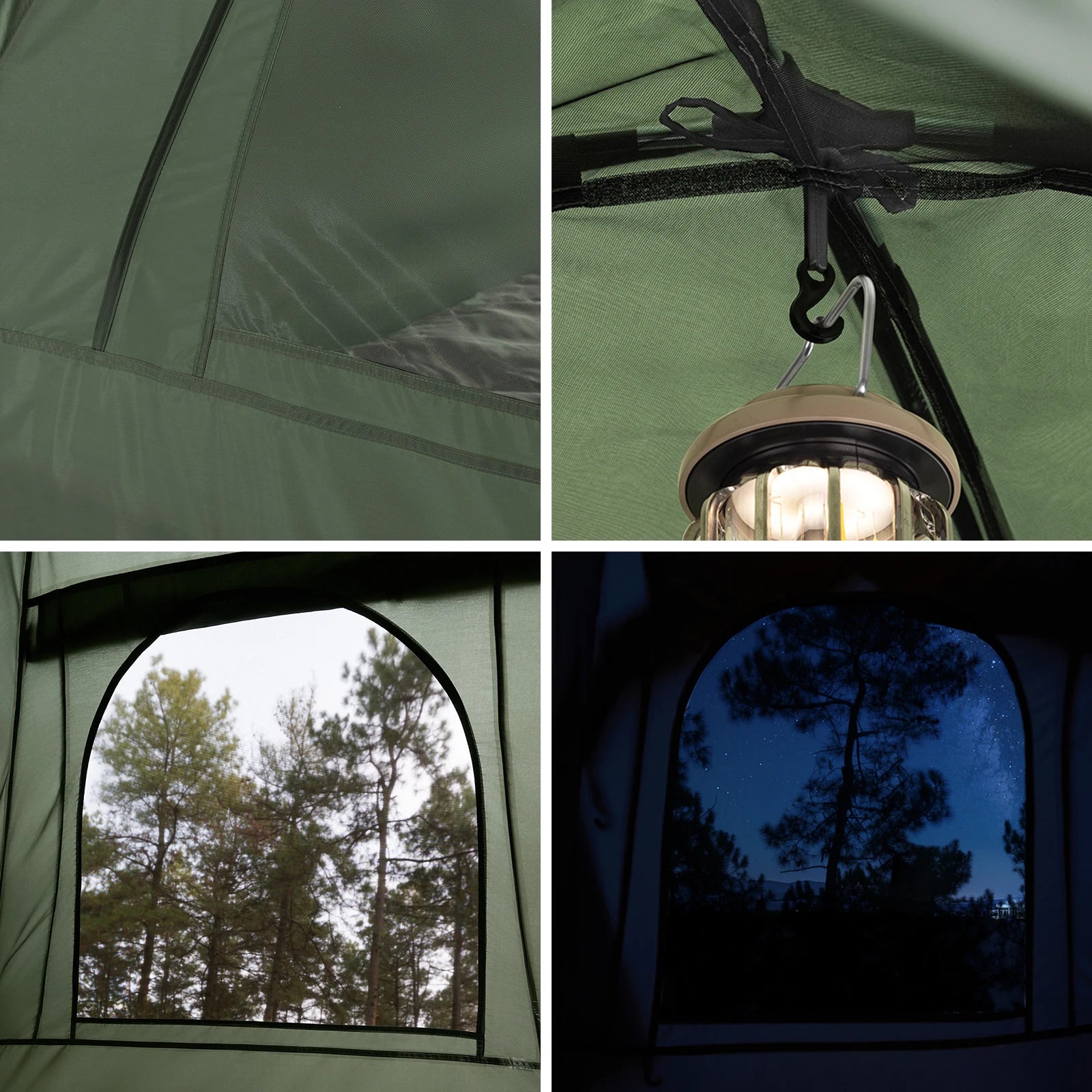 3-in-1 Opblaasbare Campingtent Groen – Met Lamphaak, Schoenopslag en Draagtas met Wielen