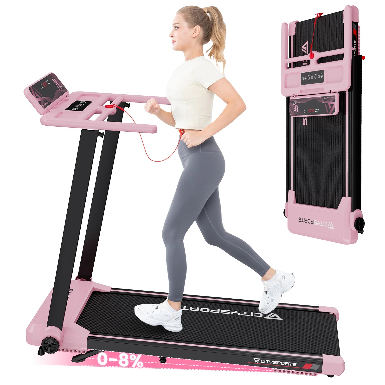 Inklapbare Elektrische Loopband met Helling – Tot 12 km/u, Bluetooth & LED Display