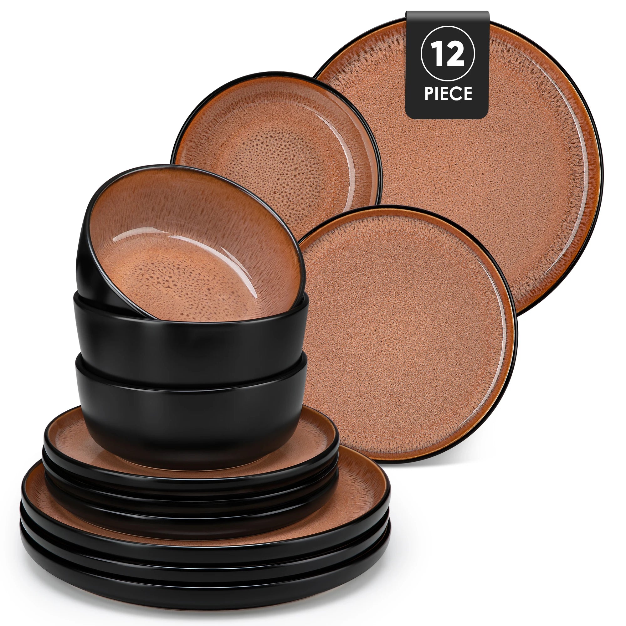 Servies Set 16-Delig – Mat Zwart Keramisch Servies – Modern & Duurzaam Steengoed voor 4 Personen