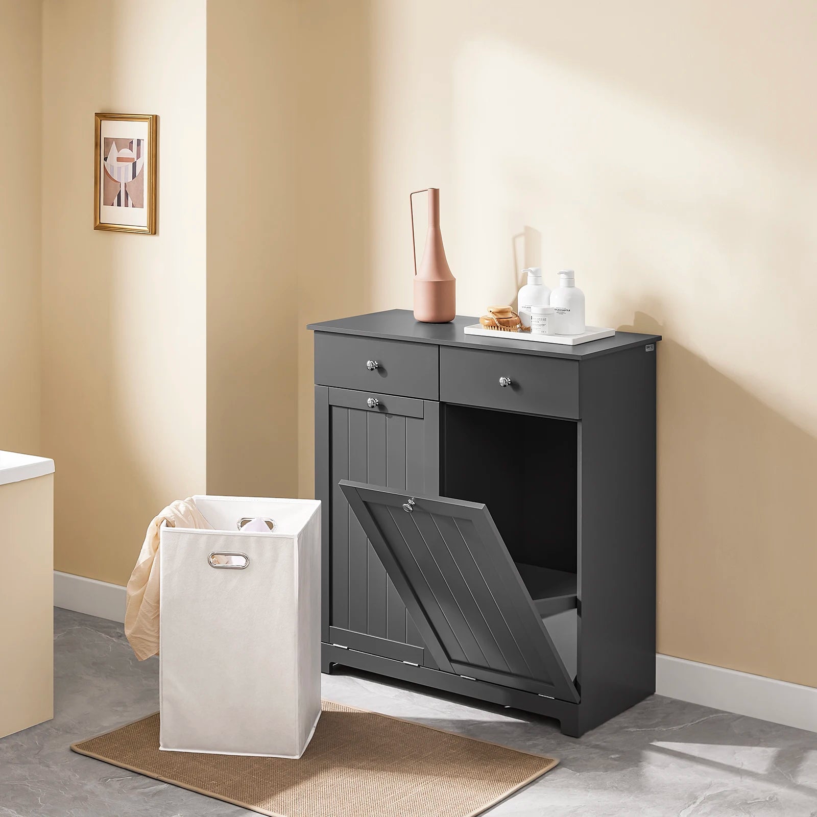 Badkamerkast met wasmand – Praktische opbergoplossing voor badkamer en wasruimte