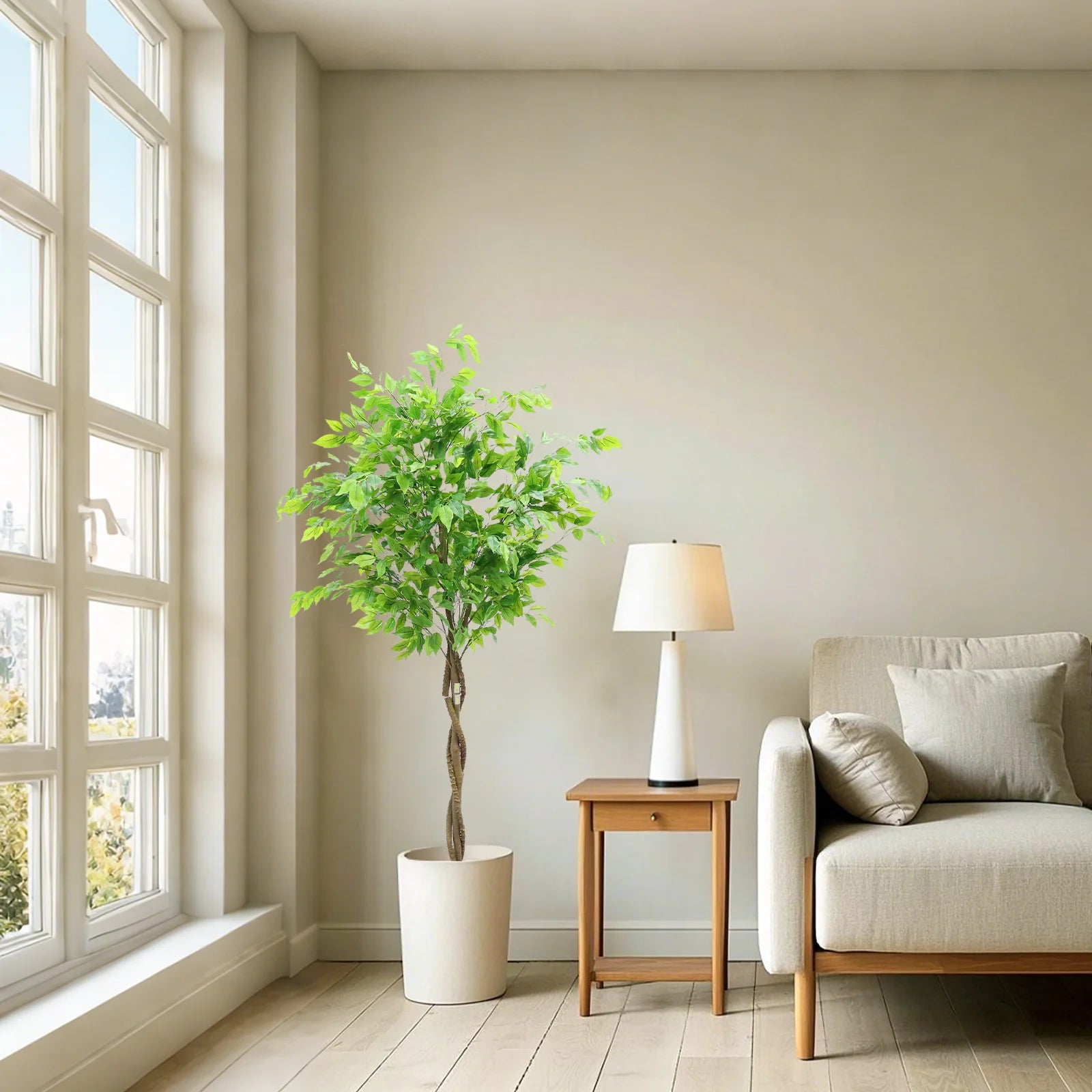 Kunstmatige Ficusboom 160–180 cm – Grote Nep Boom voor Binnen & Overdekt Buiten – Realistische Kunstplant Woonkamer & Kantoor