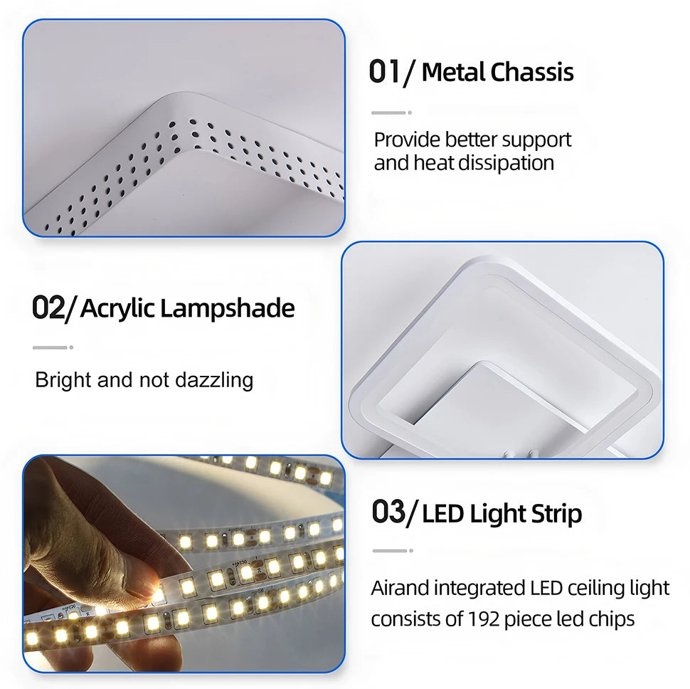 Moderne LED Plafondlamp met Afstandsbediening – Dimbare Scandinavische Plafondverlichting voor Woonkamer, Slaapkamer & Eetkamer