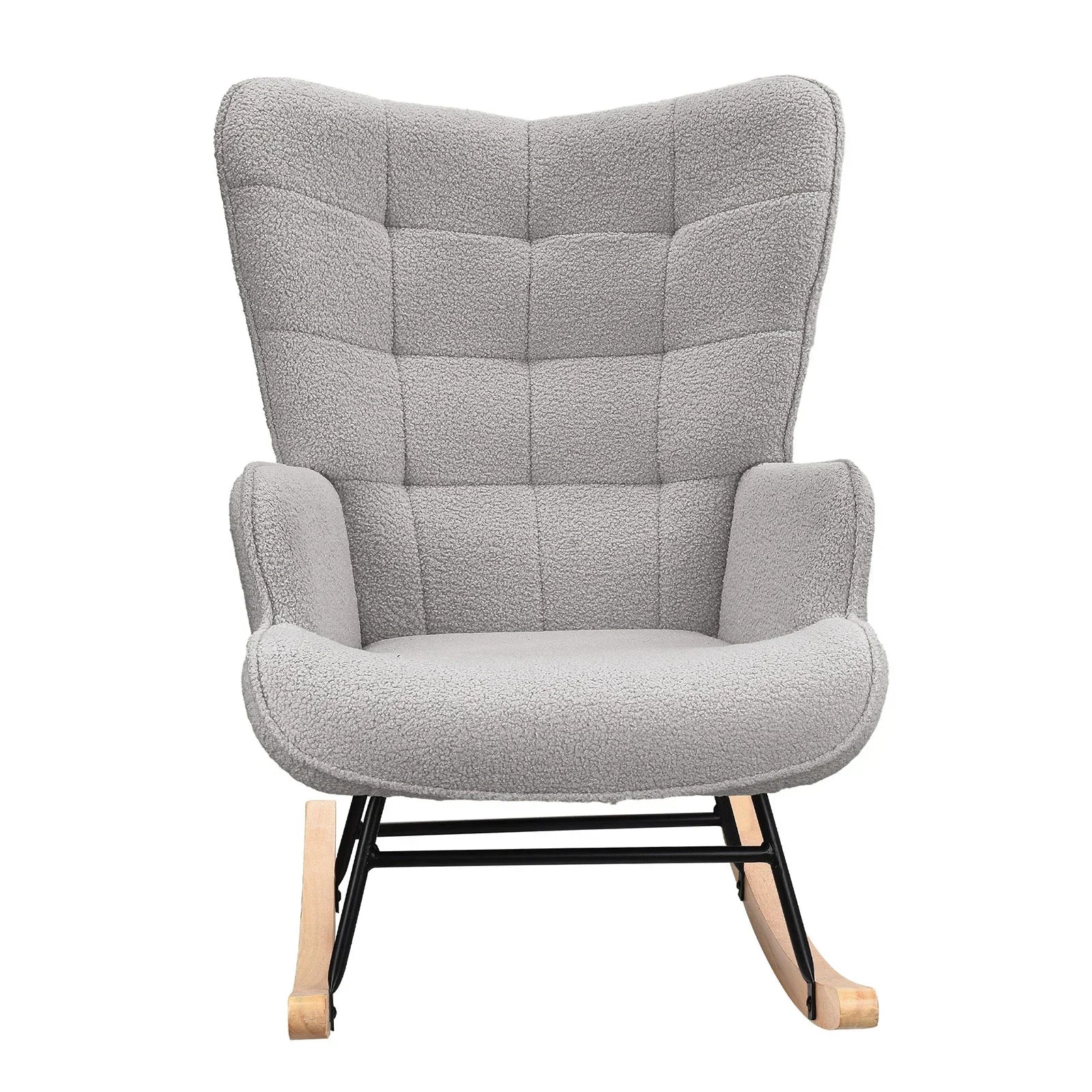 Moderne zachte pluche schommelstoel met armleuningen – comfortabele woonkamer stoel