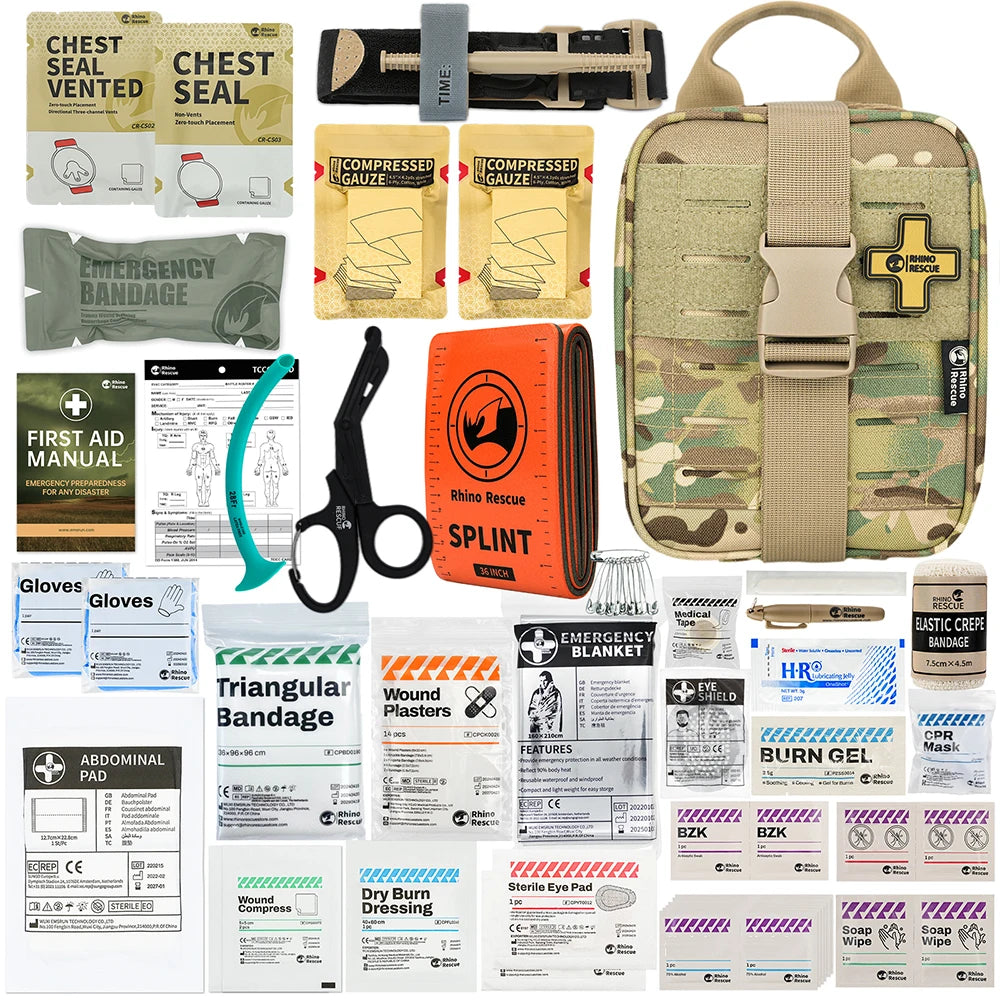 Complete IFAK Trauma Kit EHBO Set – Tactical Eerste Hulp Tas met Tourniquet & Verbanden voor Auto, Outdoor & Noodgevallen