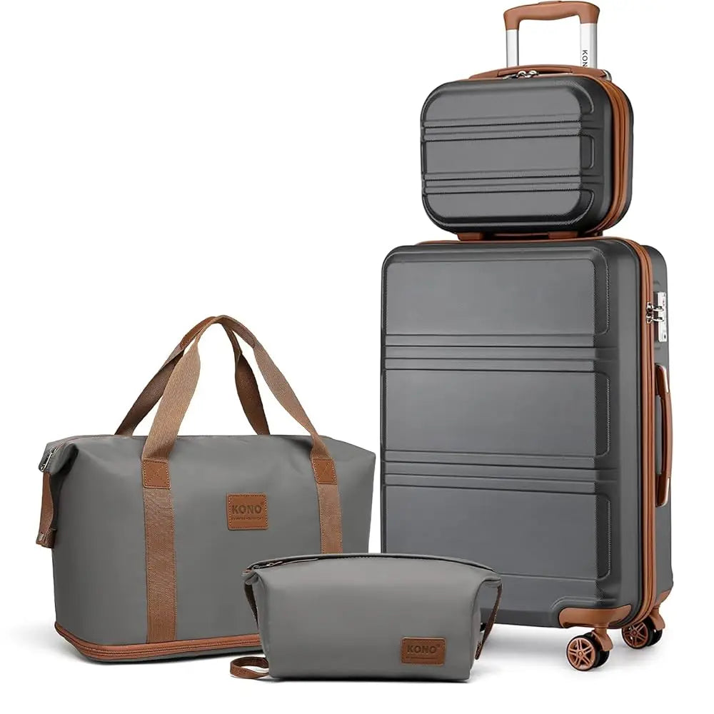 4-delige Kofferset – 55cm Handbagage, Beautycase, Reistas & Toilettas – ABS Hardcase – TSA-Slot – 360° Wielen