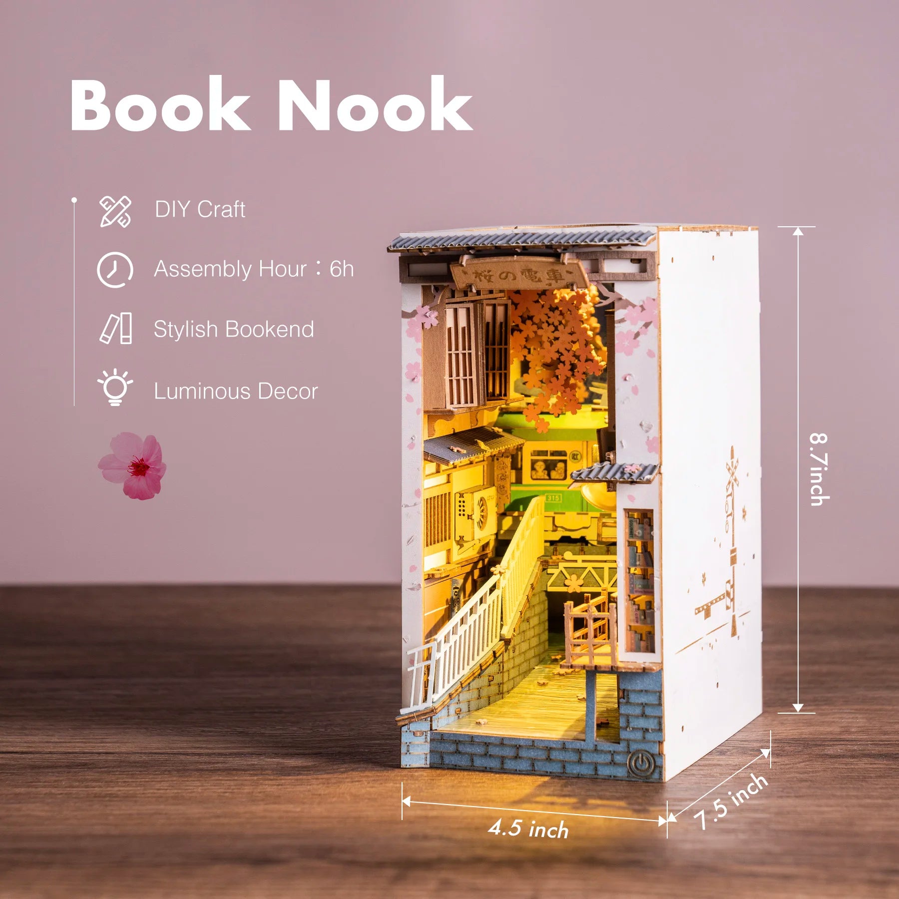 Houten Miniatuur Boekhoekje DIY – LED Sfeerlampje Creatief Knutselpakket voor Jong en Oud