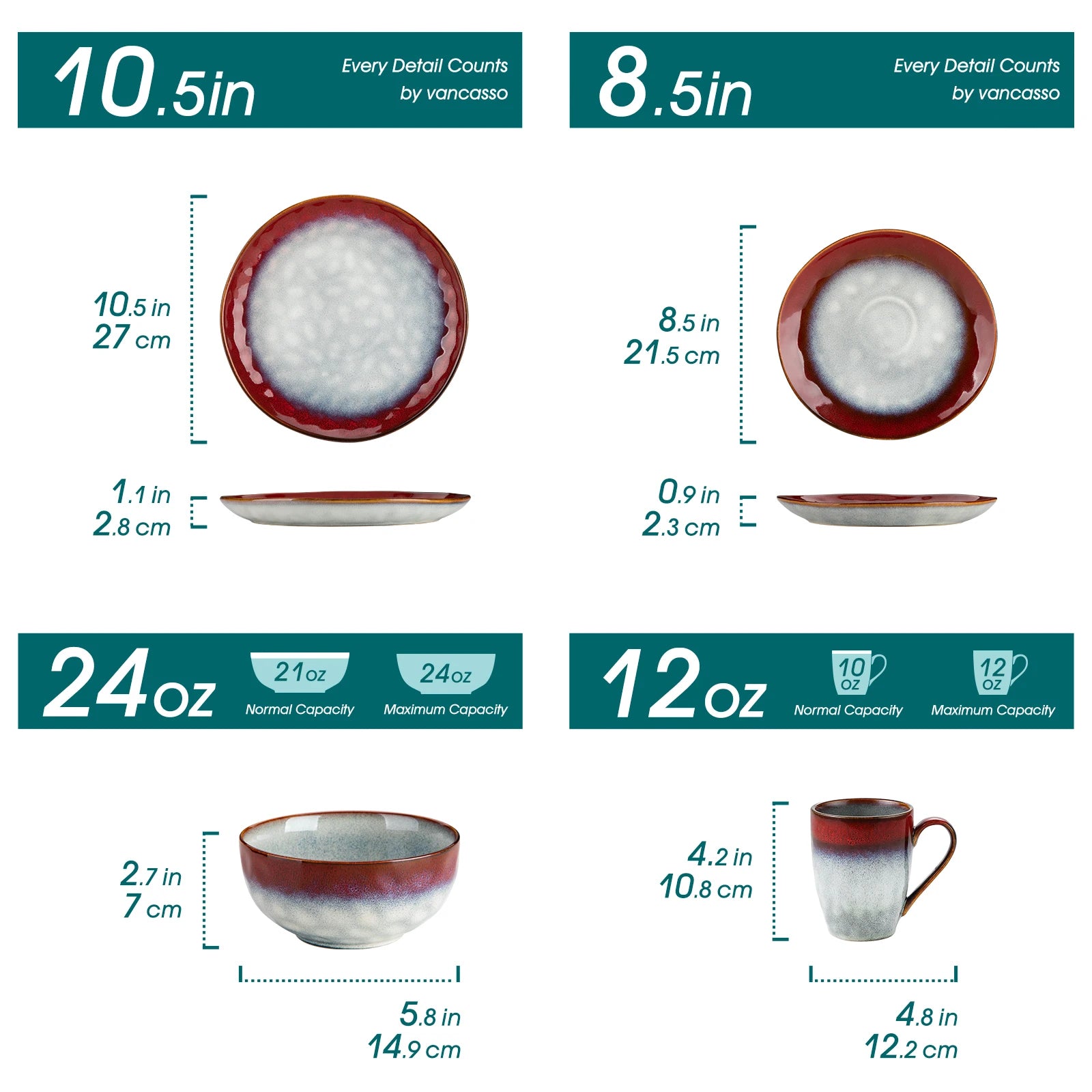 Serviesset 16/32/48-delig – Keramiek Servies voor 4, 8 of 12 Personen – Modern Design