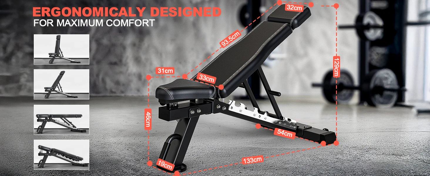 Opvouwbare Verstelbare Fitnessbank – Multifunctionele Weight Bench voor Full Body Training