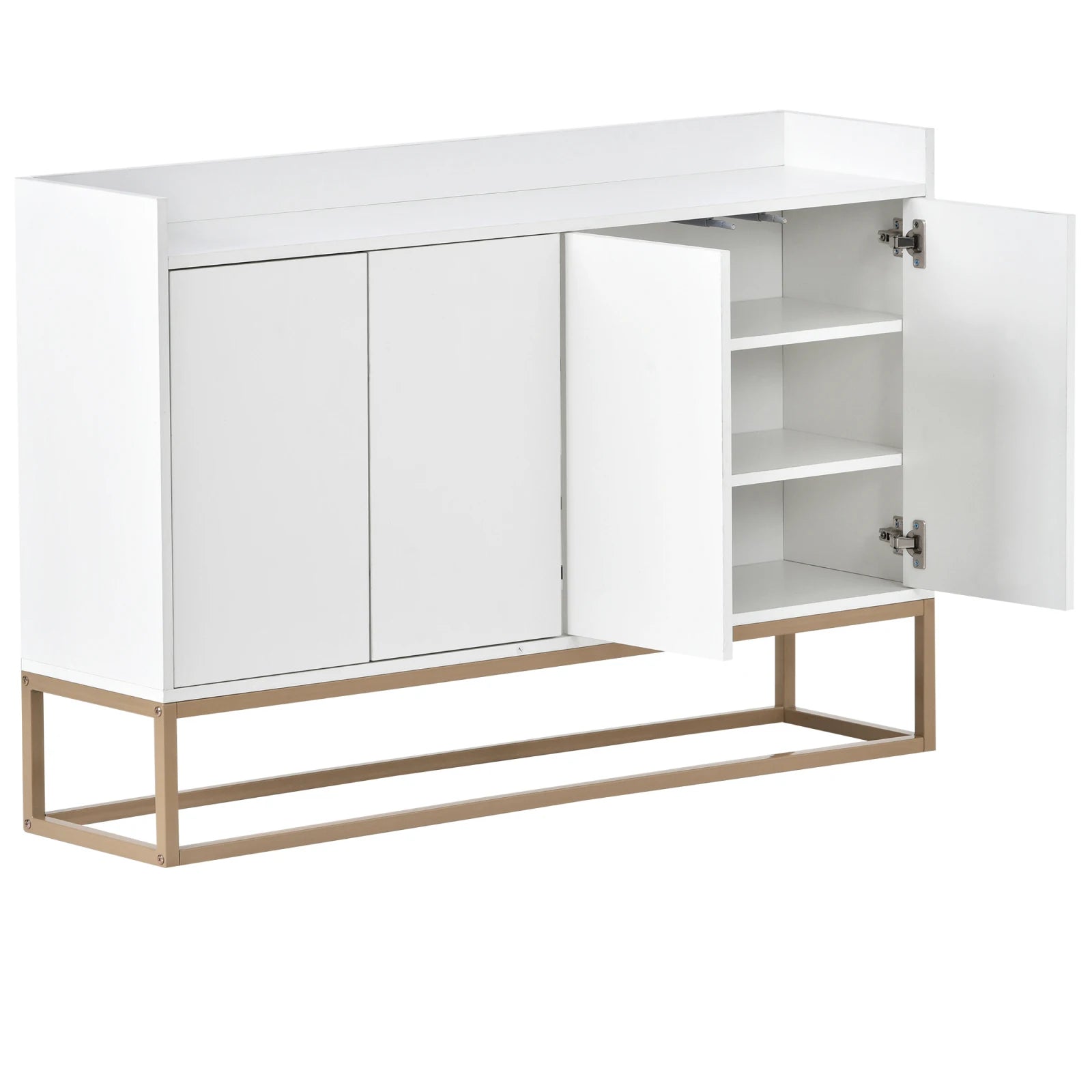 Minimalistische Dressoirkast 4 Deuren met Slot – Opbergkast Metaal & MDF – Moderne Buffetkast voor Woonkamer en Eetkamer