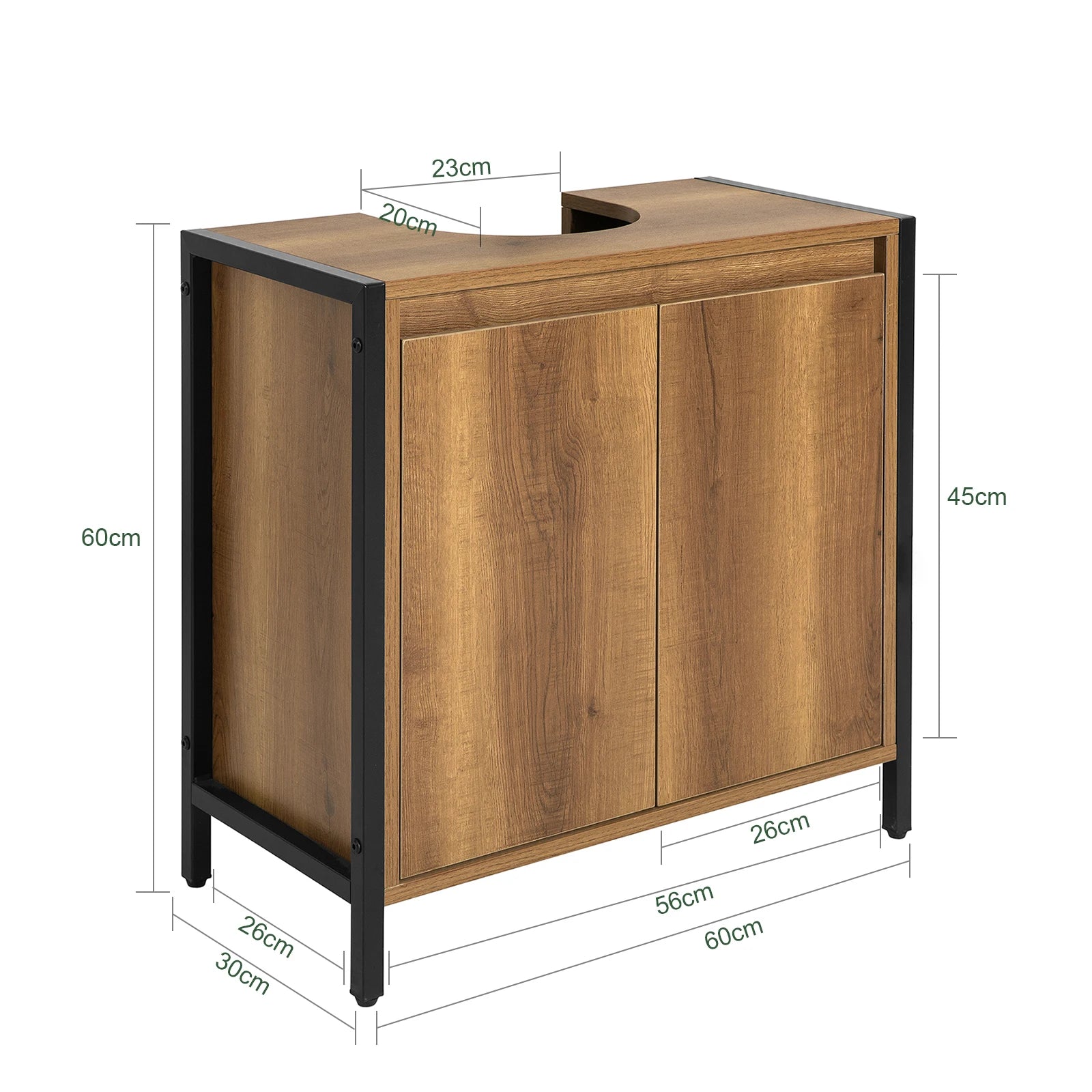 Vintage wastafelonderkast badkamermeubel – 60×60×30 cm