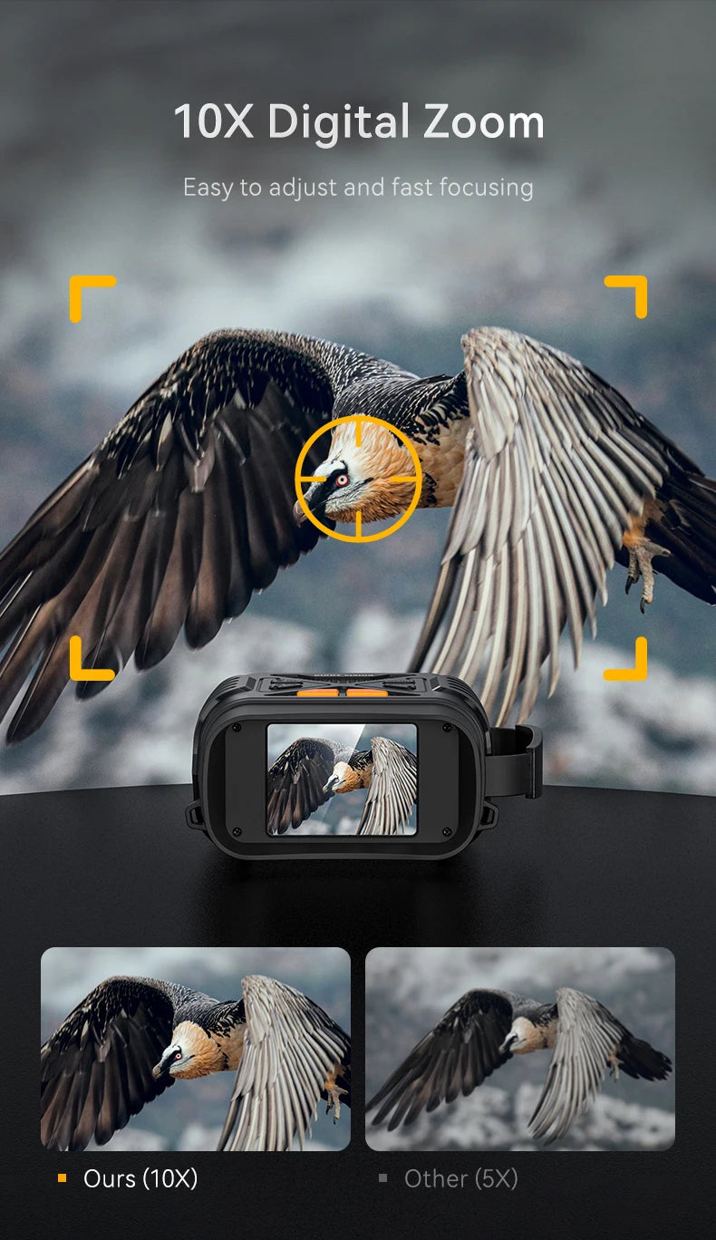 1080P Digitale Nachtzicht Verrekijker met 10x Zoom en IR‑Bereik tot 800 m – Nachtkijker voor Outdoor, Beveiliging en Wildobservatie