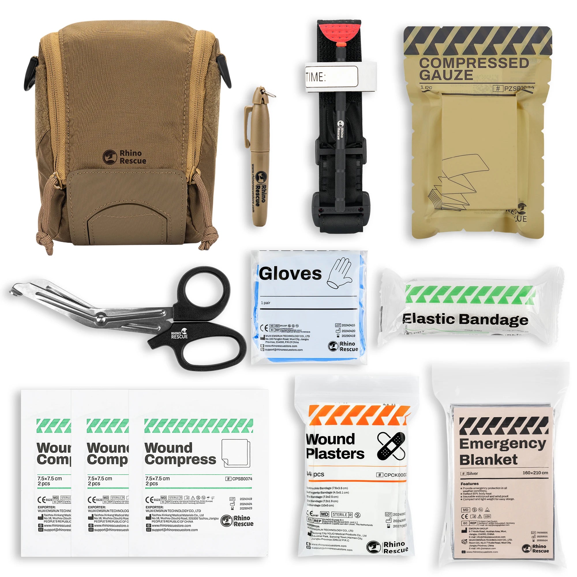 Tactische MOLLE IFAK EHBO‑kit met Tourniquet & Comprimeerd Gaas