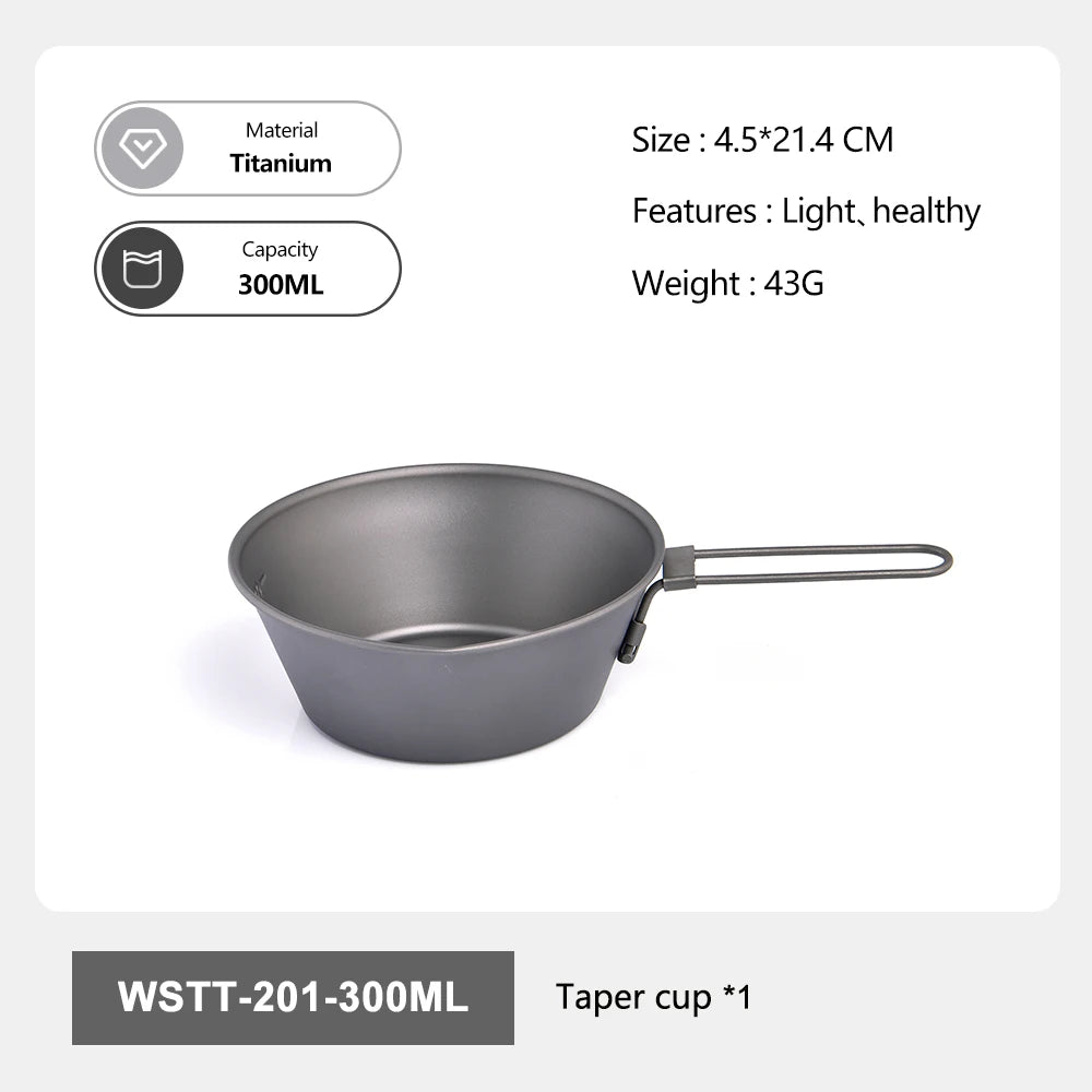 Ultralichte Titanium Beker met Opvouwbaar Handvat – Camping & Outdoor Mok