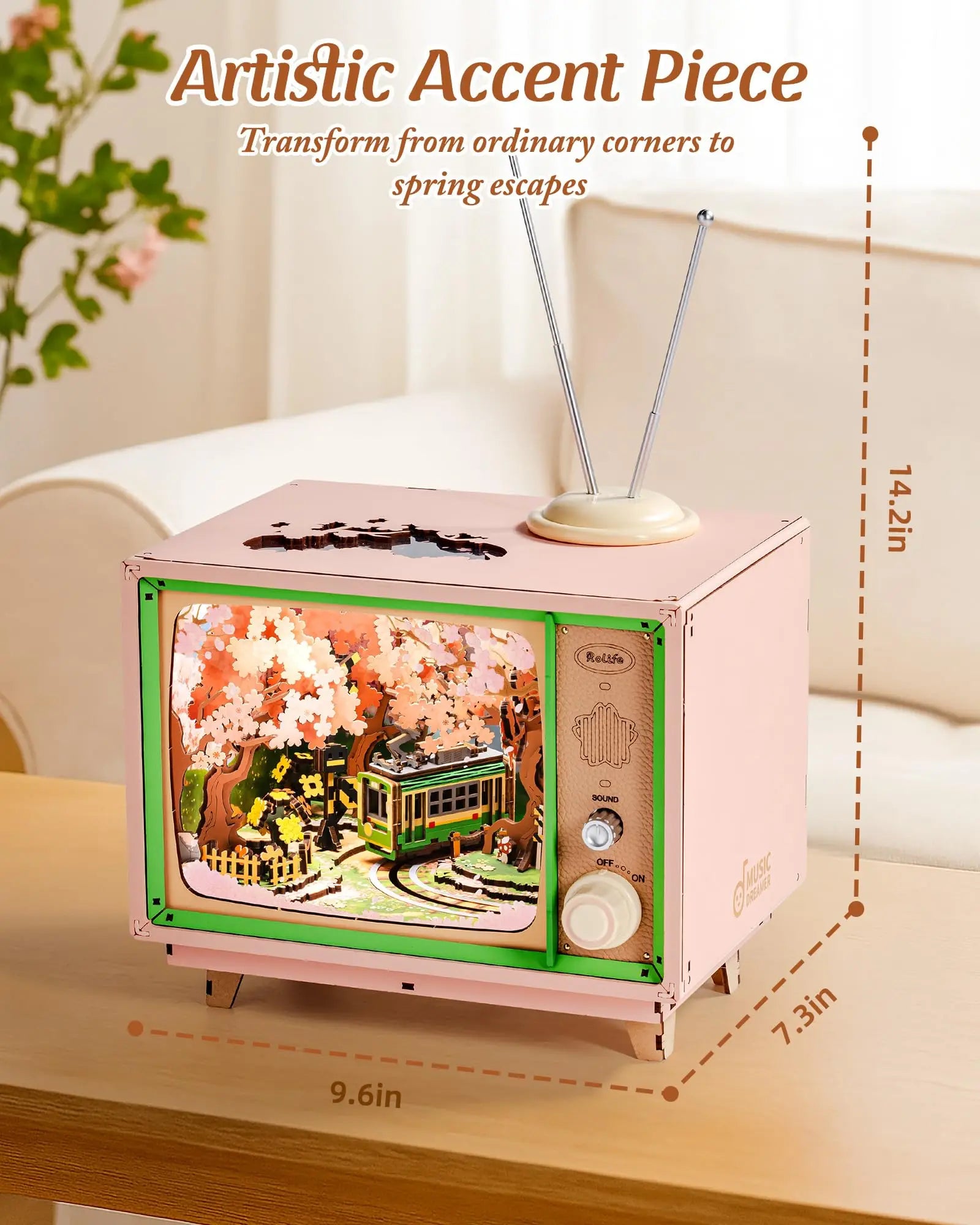 3D Houten Muziekdoos Sakura – DIY Puzzel met LED Licht – Creatief Knutselpakket voor Kinderen en Volwassenen