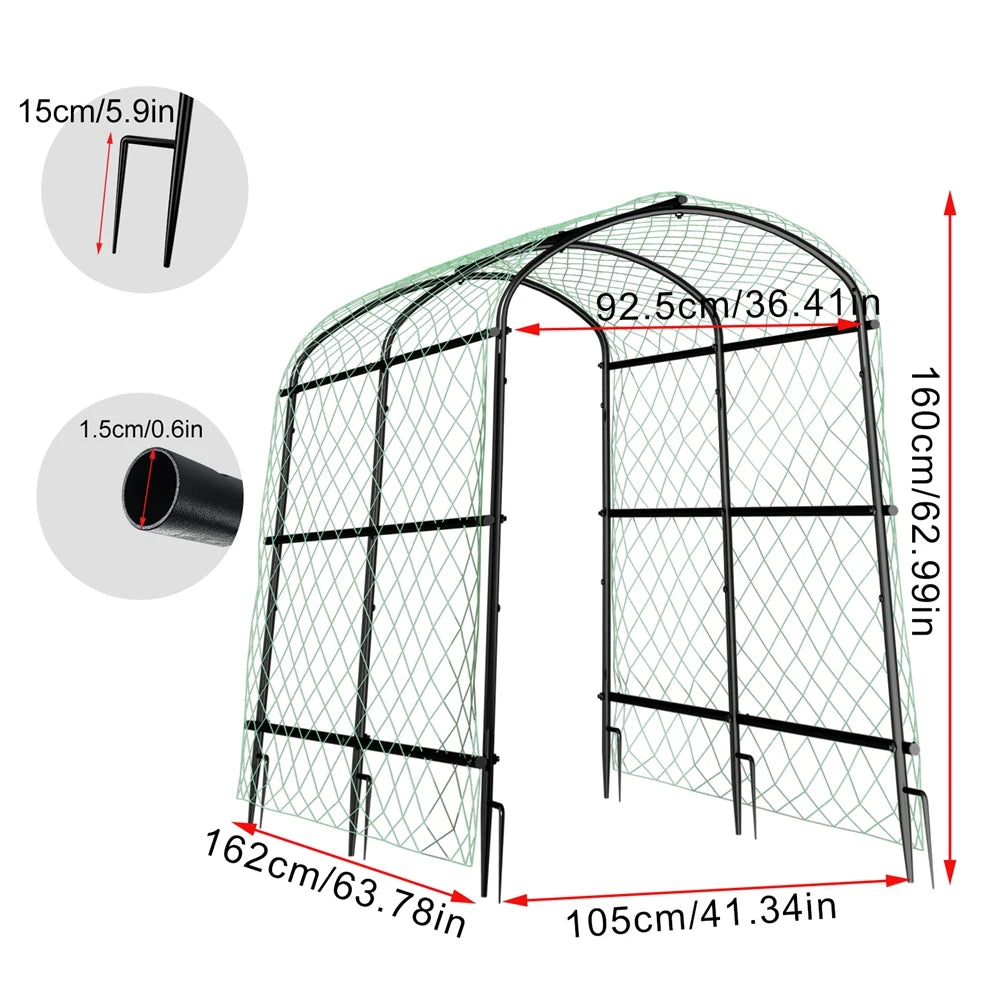 U-vormig Metalen Tuinklimrek voor Planten en Groenten – Sterk Klimrek met Nylon Net | 150KG Draagkracht | Duurzaam Tuinrek