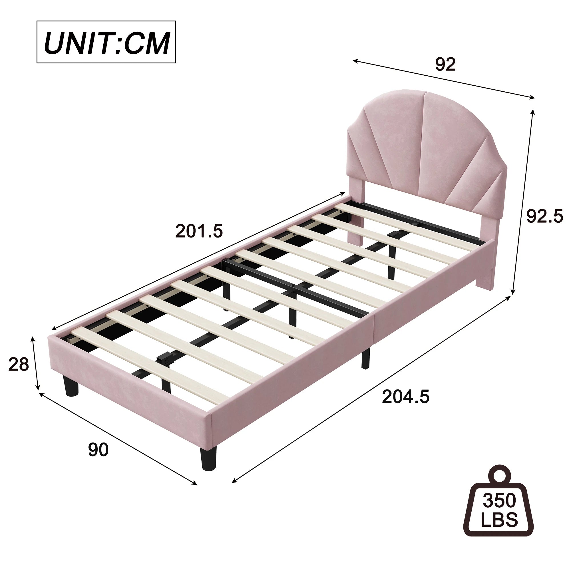 Kinderbed 90x200 Meisjesbed Fluweel Bloemenkroon – Speels & Stijlvol