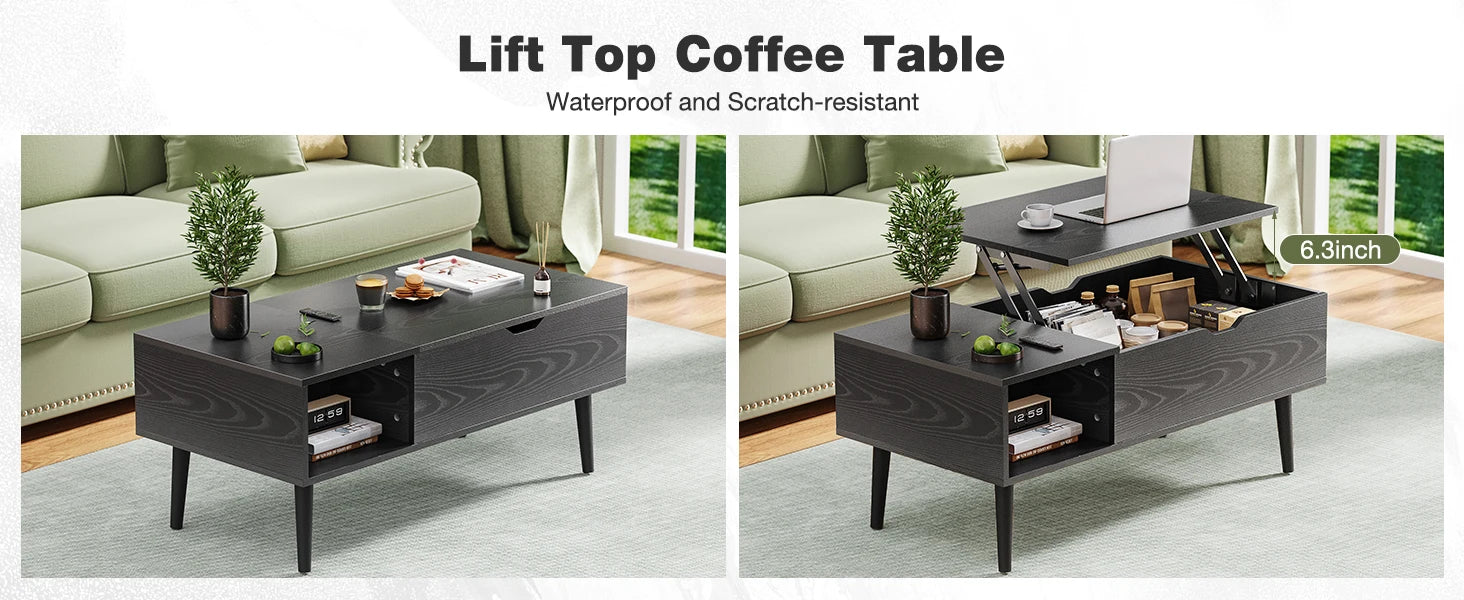 Verstelbare Salontafel met Lift‑Top en Opbergruimte – 100 × 50 cm