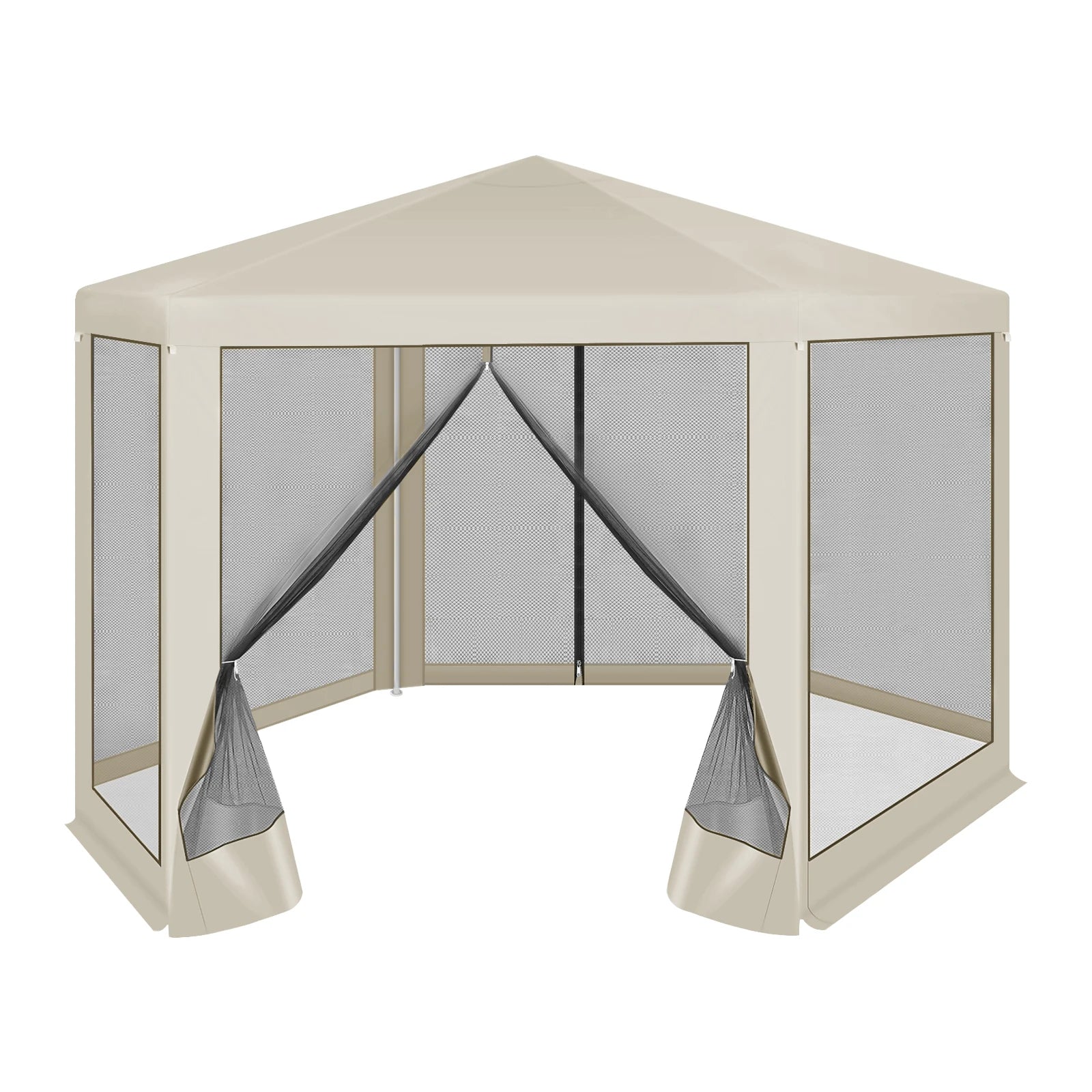 Tuinpaviljoen 3,8 x 3,3 m met Klamboe – Tuinhuisje met Mesh Zijwanden, UV-Bescherming & Luifel voor Tuin en Terras