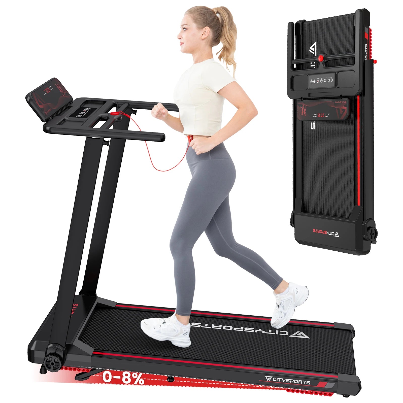 Inklapbare Elektrische Loopband met Helling – Tot 12 km/u, Bluetooth & LED Display