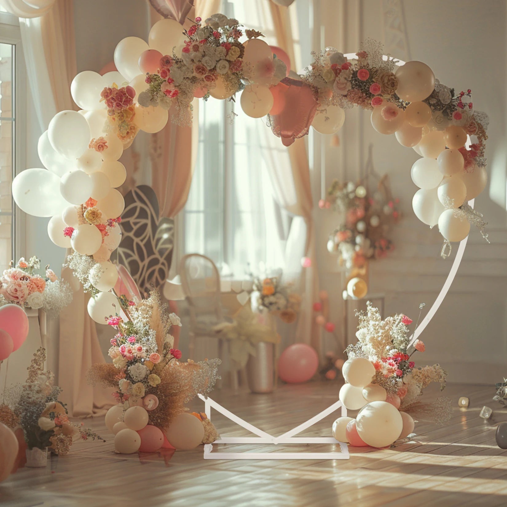 Hartvormige Ballonnenboog Wit Metaal 2.2m – Bruiloft Arch Stand Frame – Backdrop voor Verloving, Valentijn & Feest Decoratie
