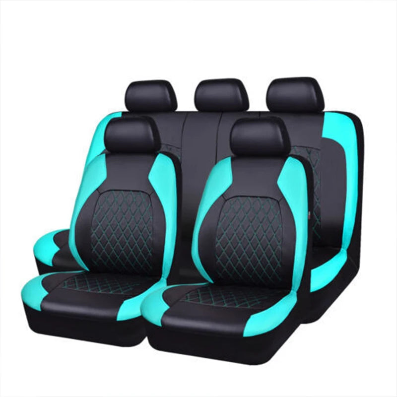 9-Delige Waterdichte Autostoelhoezen Set van PU Leer – Universele Antislip Auto Stoelbeschermers voor Auto, SUV & Bestelwagen