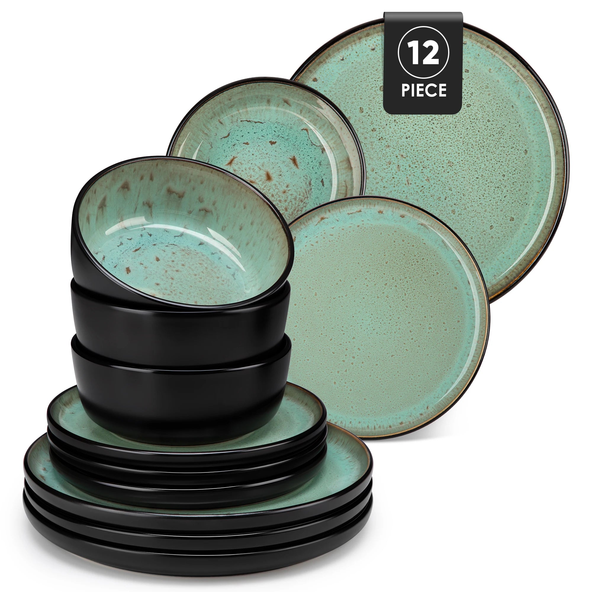 Servies Set 16-Delig – Mat Zwart Keramisch Servies – Modern & Duurzaam Steengoed voor 4 Personen
