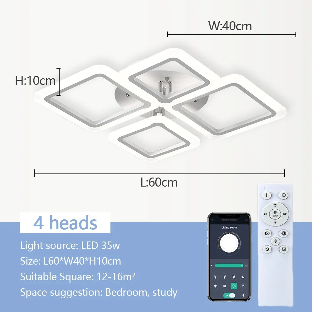 Moderne LED Plafondlamp Vierkant met Afstandsbediening – Dimbare Smart Plafondverlichting – Energiezuinige Acryl Design Lamp voor Slaapkamer & Woonkamer