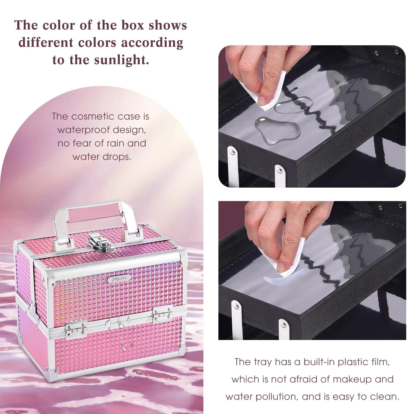 Draagbare Make-up Koffer met Lade, Spiegel en Slot – Make-up Organizer Reiskoffer voor Cosmetica