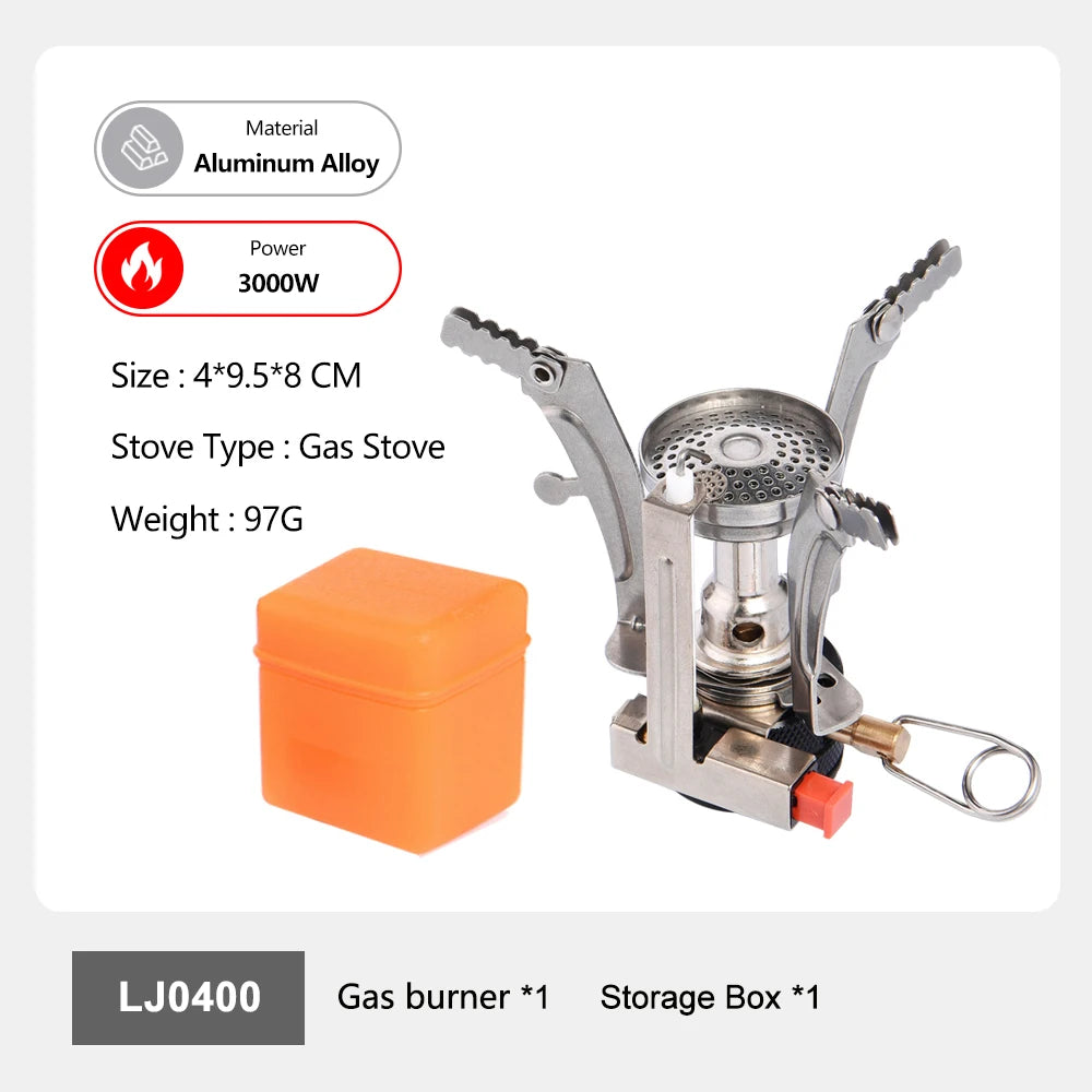 Ultralichte 3000W Camping Gasbrander – Draagbare Outdoor Kookbrander met Aluminium Body en Opbergdoos