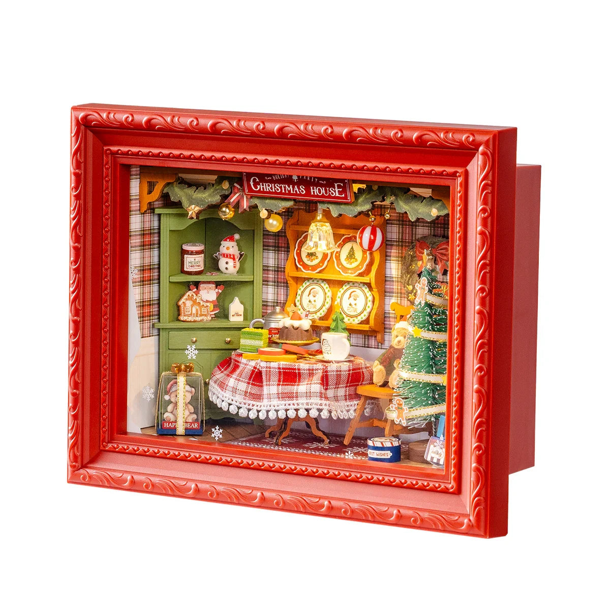 3D LED Kerst Diorama Houten Puzzel – Sfeervolle Kerstdecoratie & Creatief Cadeau voor Volwassenen