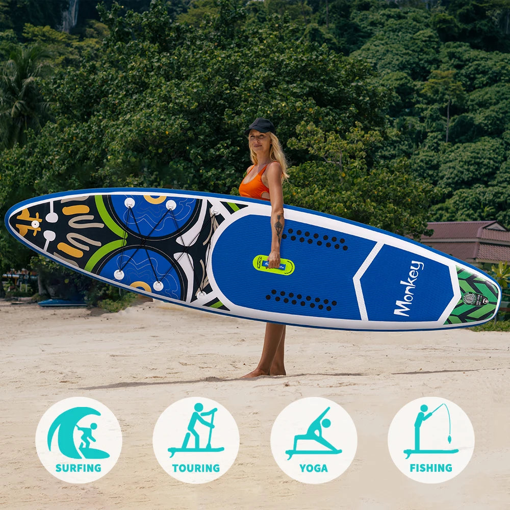 Opblaasbaar Stand Up Paddle Board 11' – SUP Board Set met Accessoires – 350x84x15 cm – Max 150KG – Inclusief Pomp, Peddel & Rugzak