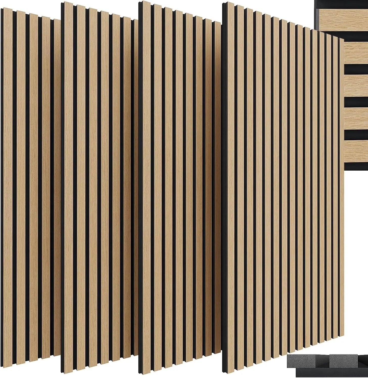 Houten Akoestische Panelen 120x60 cm Set van 4 – Geluidsabsorberende Wandpanelen met Houtlook voor Interieur