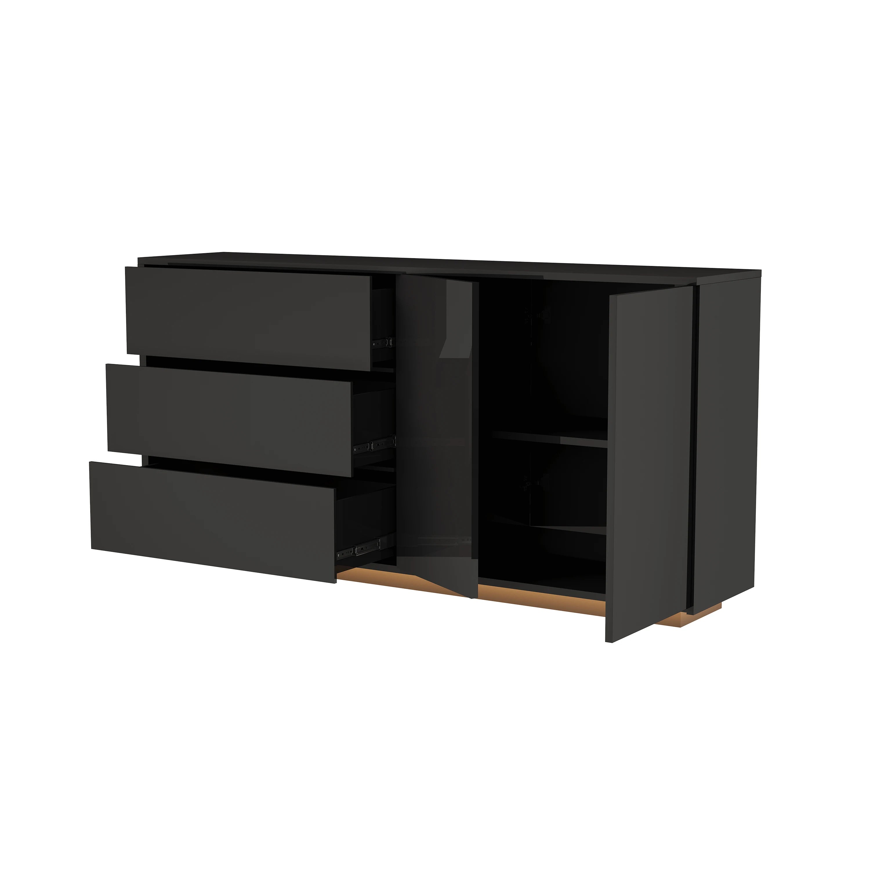 Hoogglans Buffetkast met LED Verlichting – Modern Dressoir met Opbergruimte