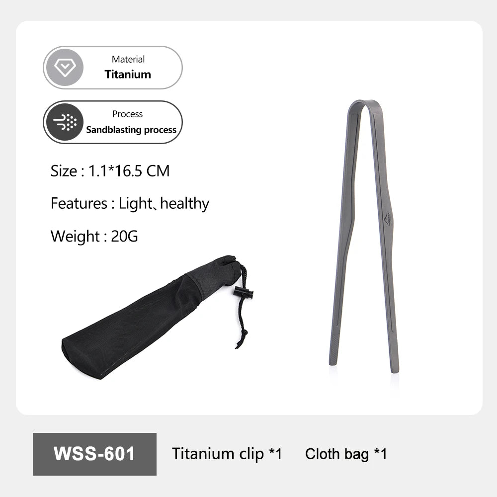 Titanium Ultralichte Camping Voedselclip – Anti‑Slip & Gebogen Outdoor Tang