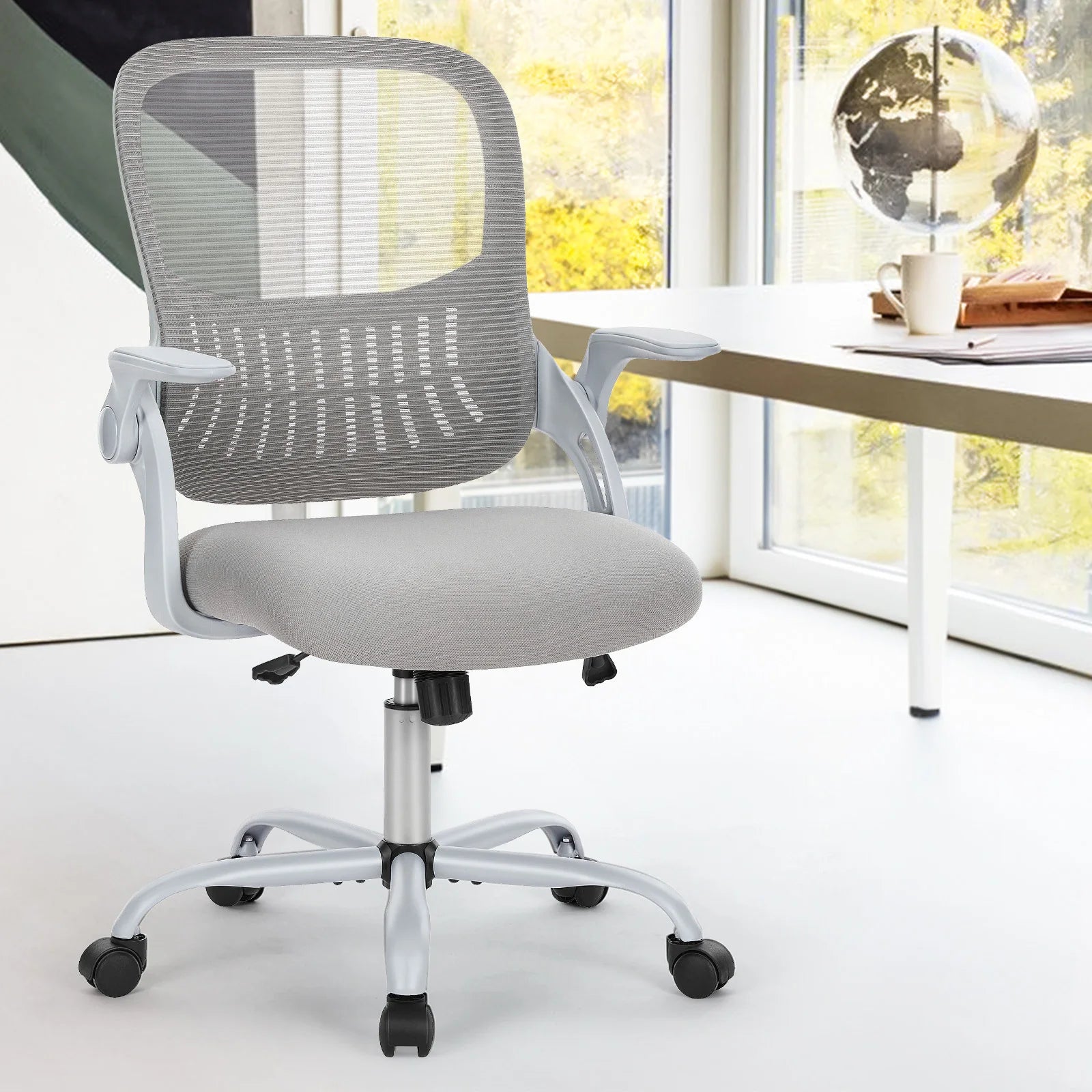 Ergonomische Mid‑Back Mesh Bureaustoel – Comfortabele Kantoorstoel met Lendensteun en Zwenkwielen