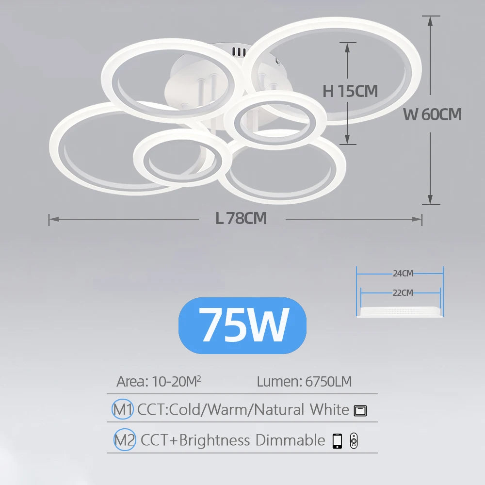 Moderne LED Plafondlamp met Afstandsbediening & App – Dimbare Smart Ring Lamp