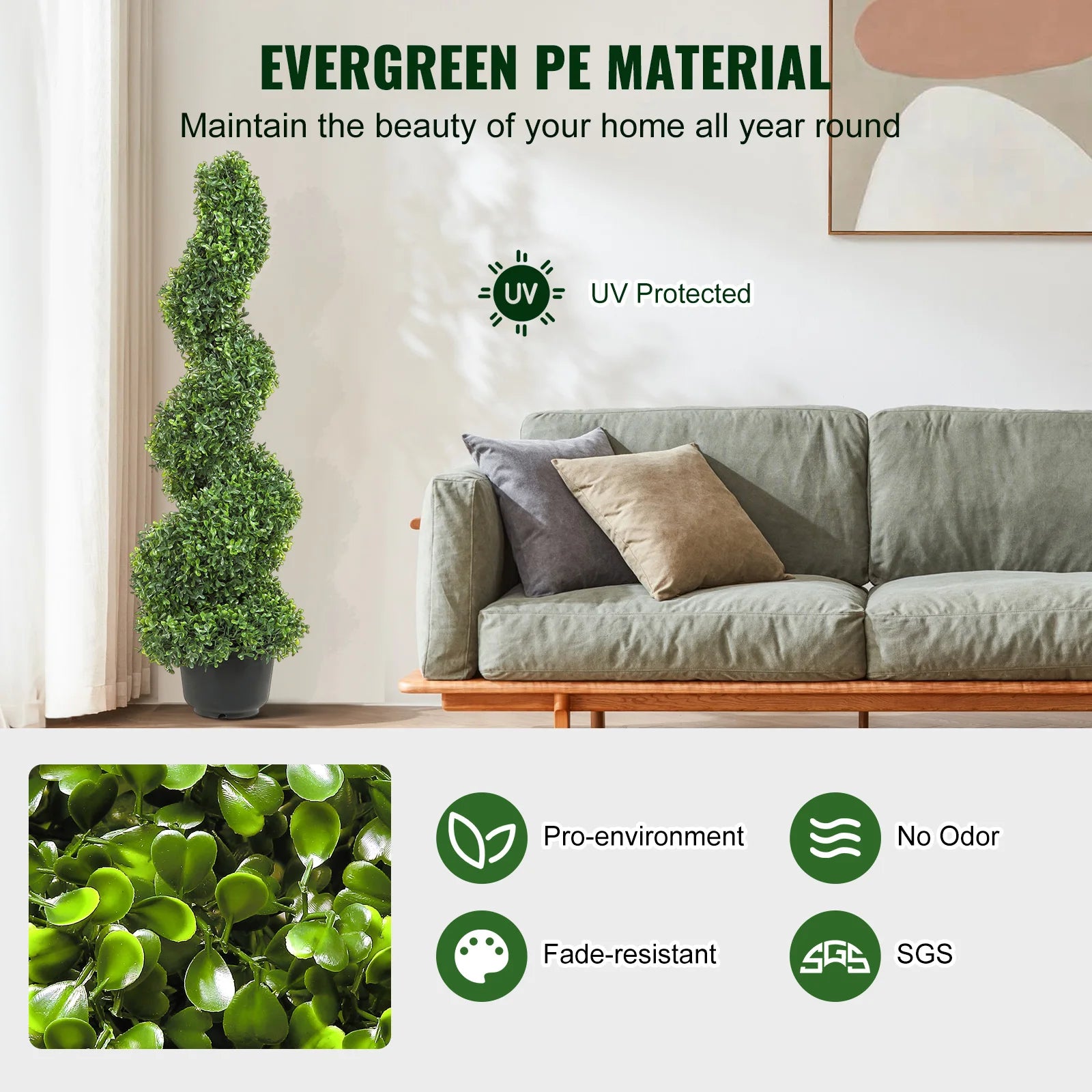 Kunstmatige Buxus Spiraalplant 24-48 cm – Luxe Onderhoudsvrije Groene Decoratie voor Binnen & Buiten