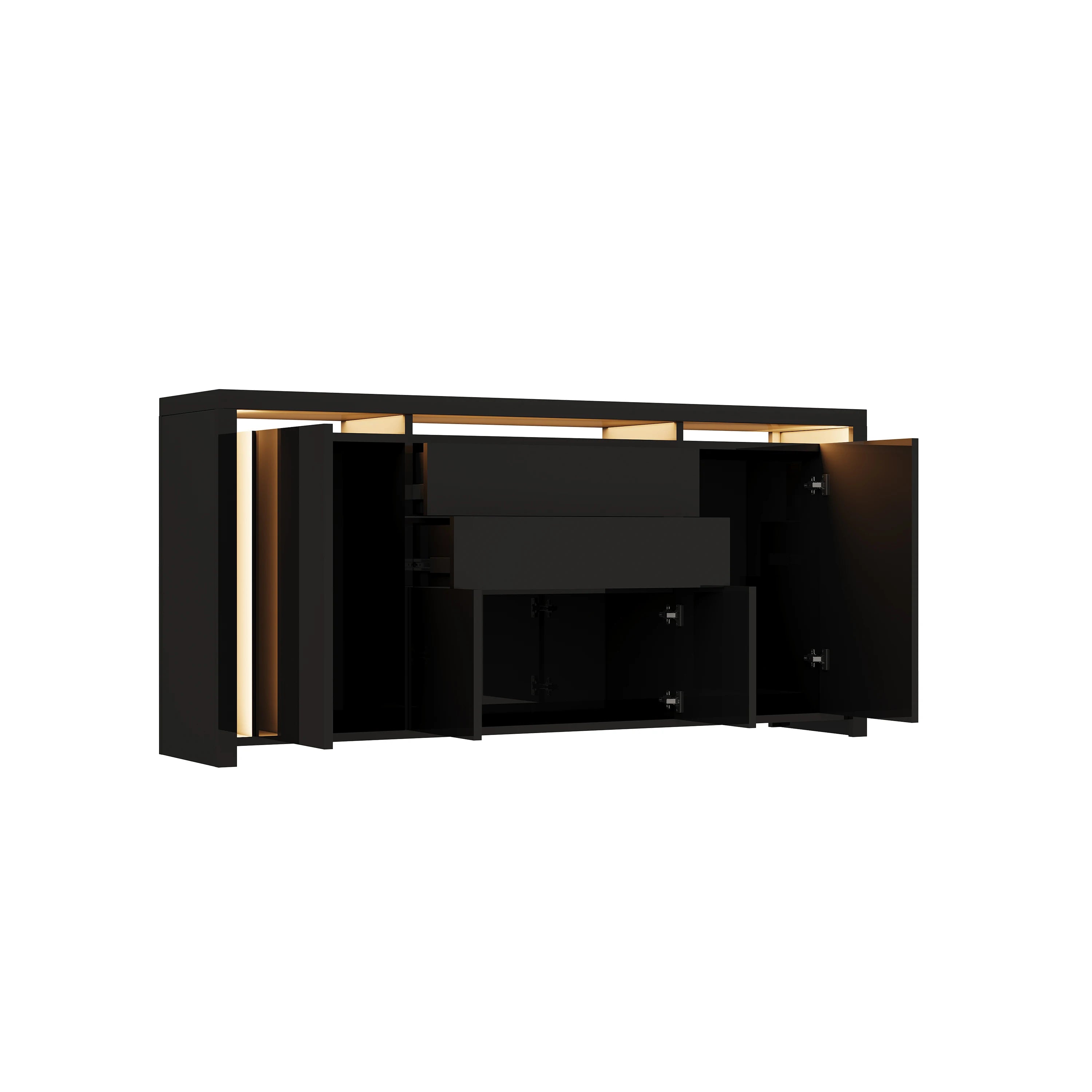 Hoogglans Buffetkast met LED Verlichting – Modern Dressoir met Opbergruimte
