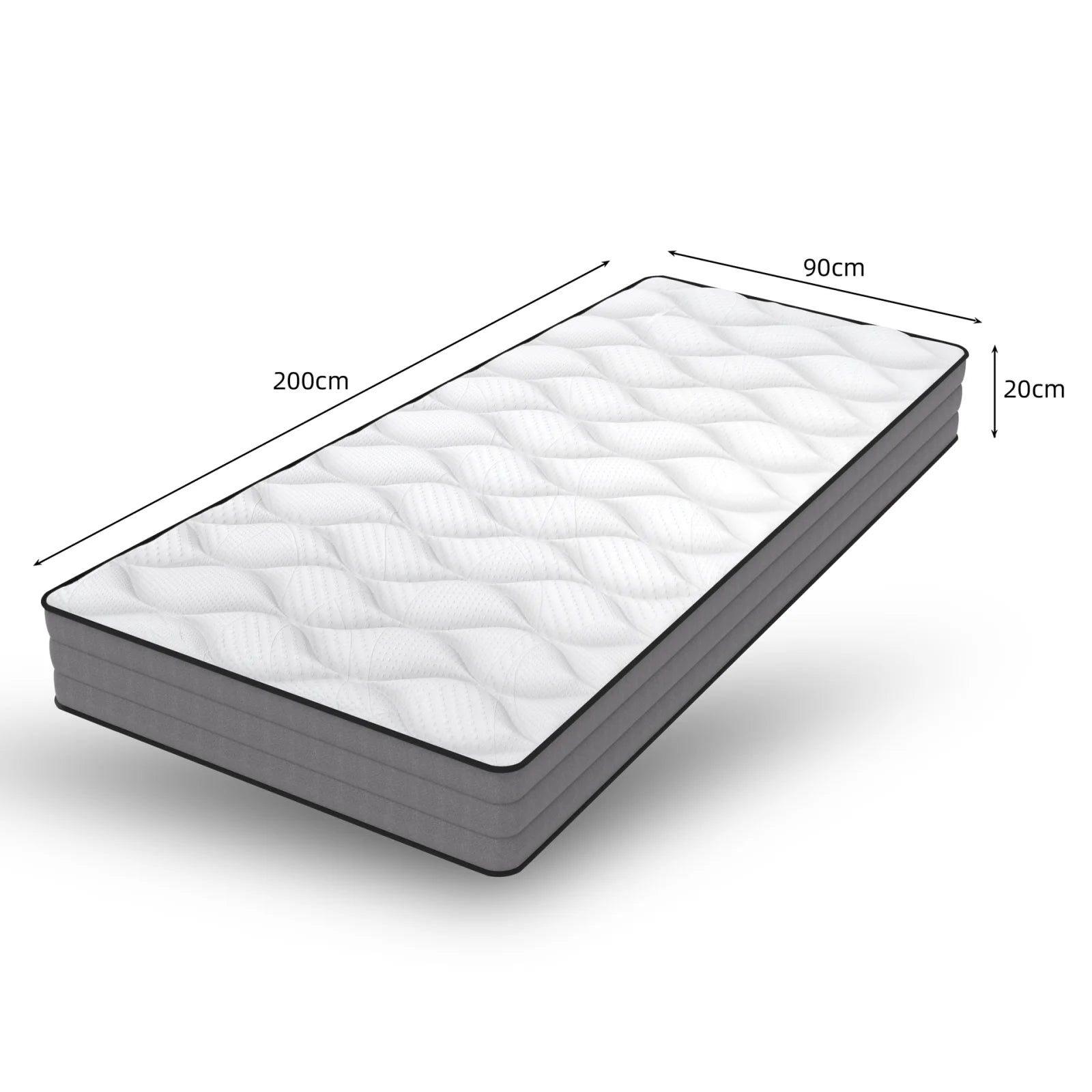 Pocketveringmatras 90x200 cm – 7‑zones H3 – Ergonomische ondersteuning & comfort