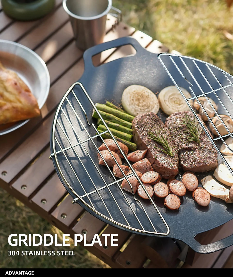 Roestvrijstalen BBQ Grillrek – Anti‑Aanbrand Barbecue Net voor Camping & Outdoor Grill