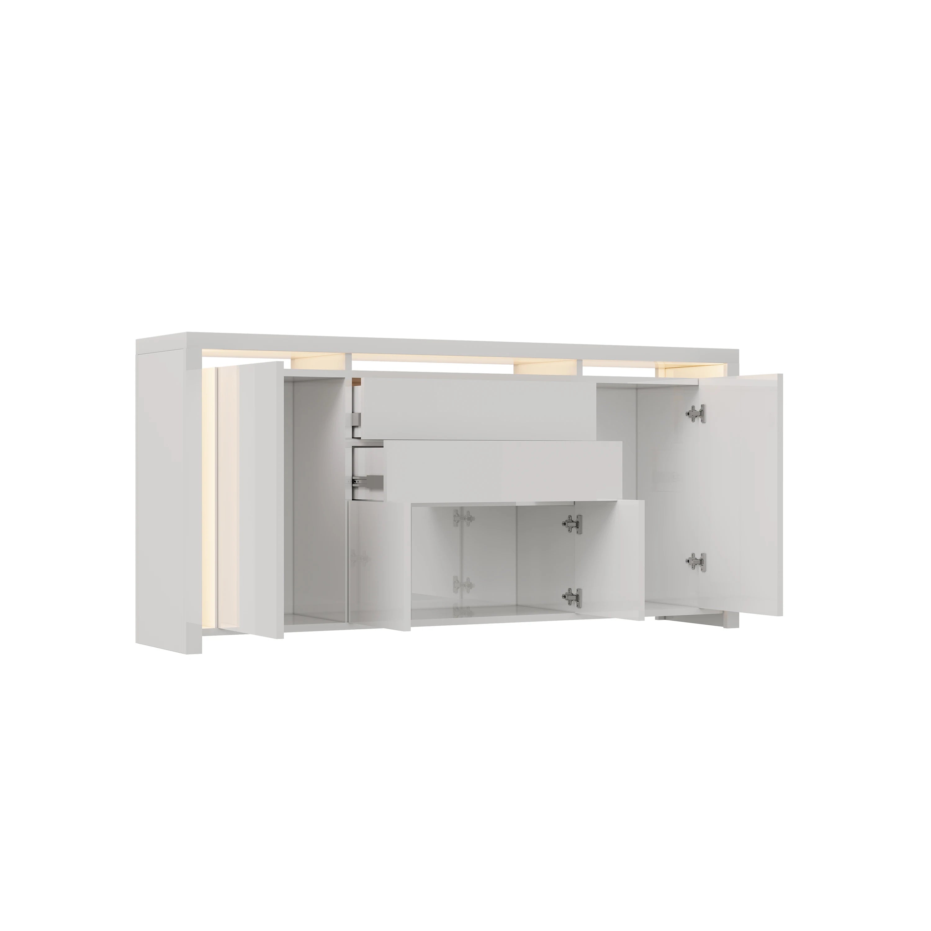 Hoogglans Buffetkast met LED Verlichting – Modern Dressoir met Opbergruimte