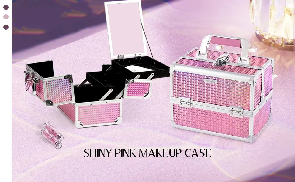 Draagbare Make-up Koffer met Lade, Spiegel en Slot – Make-up Organizer Reiskoffer voor Cosmetica
