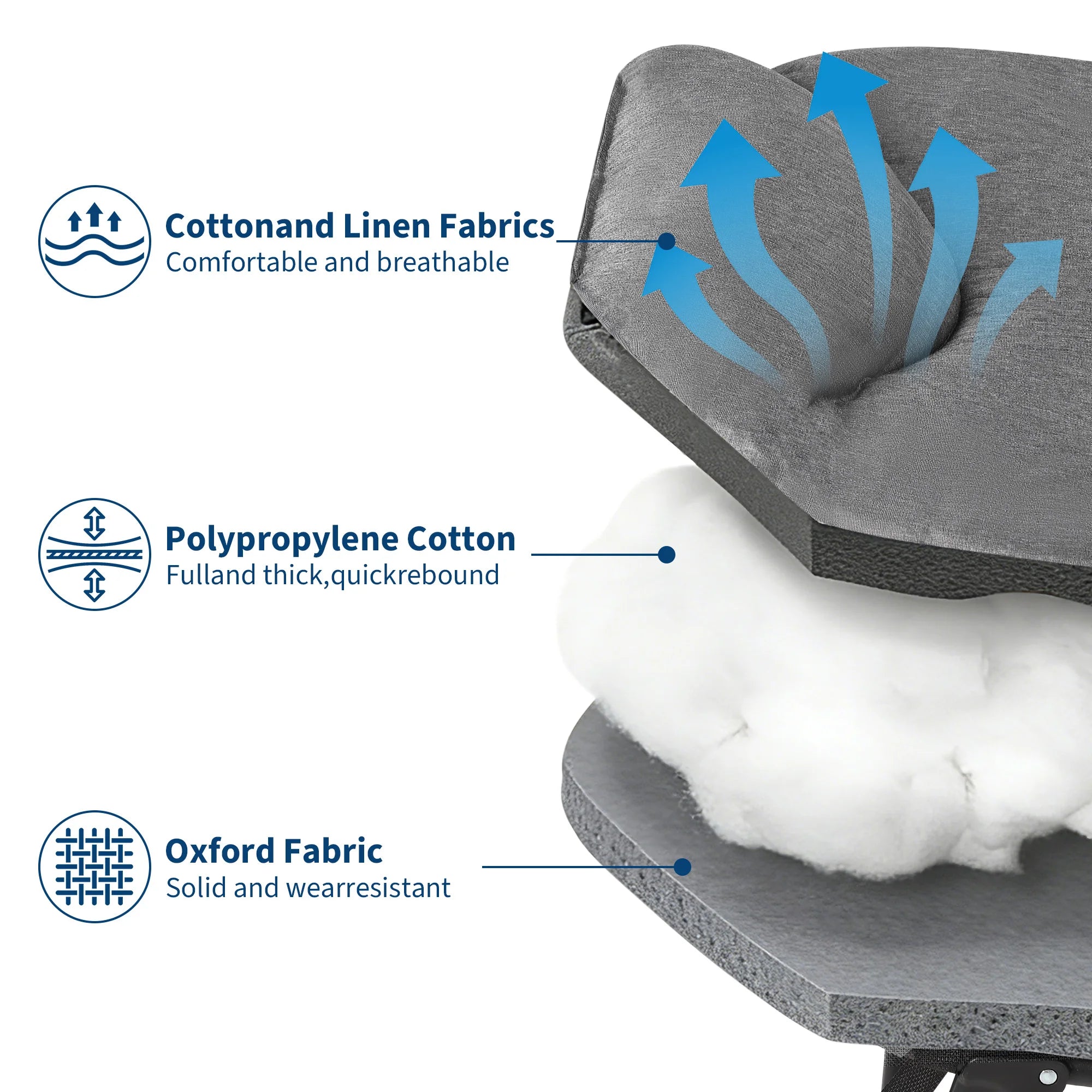 Draagbaar Campingbed met Matras en Kussen – Opvouwbaar Ligbed met Verstelbare Rugleuning en Zijvak