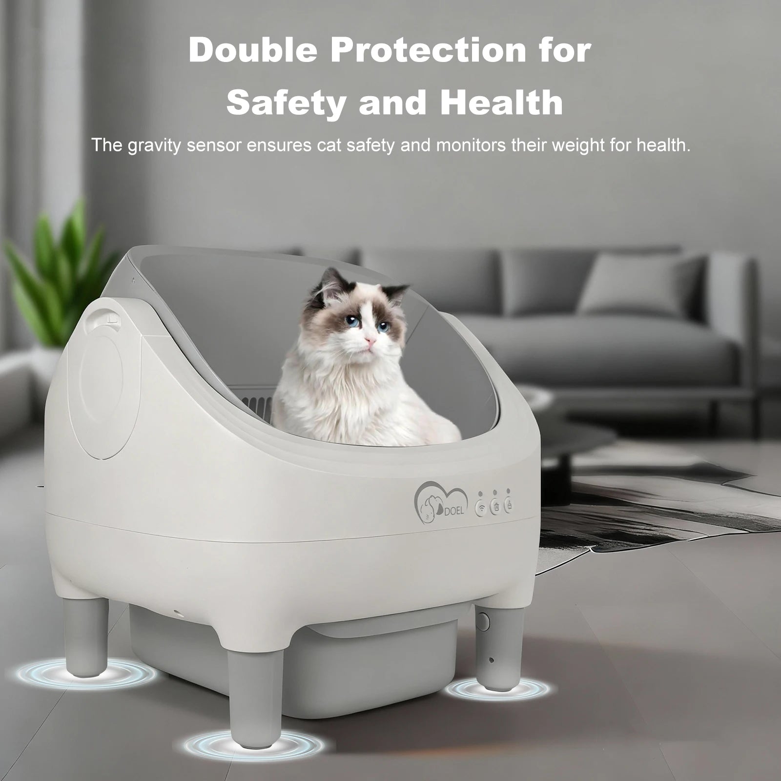 Automatische Kattenbak Zelfreinigend – Open-Top Kattenbak met App Bediening, Grote Capaciteit, Smart Litter Box met 2.4G WiFi
