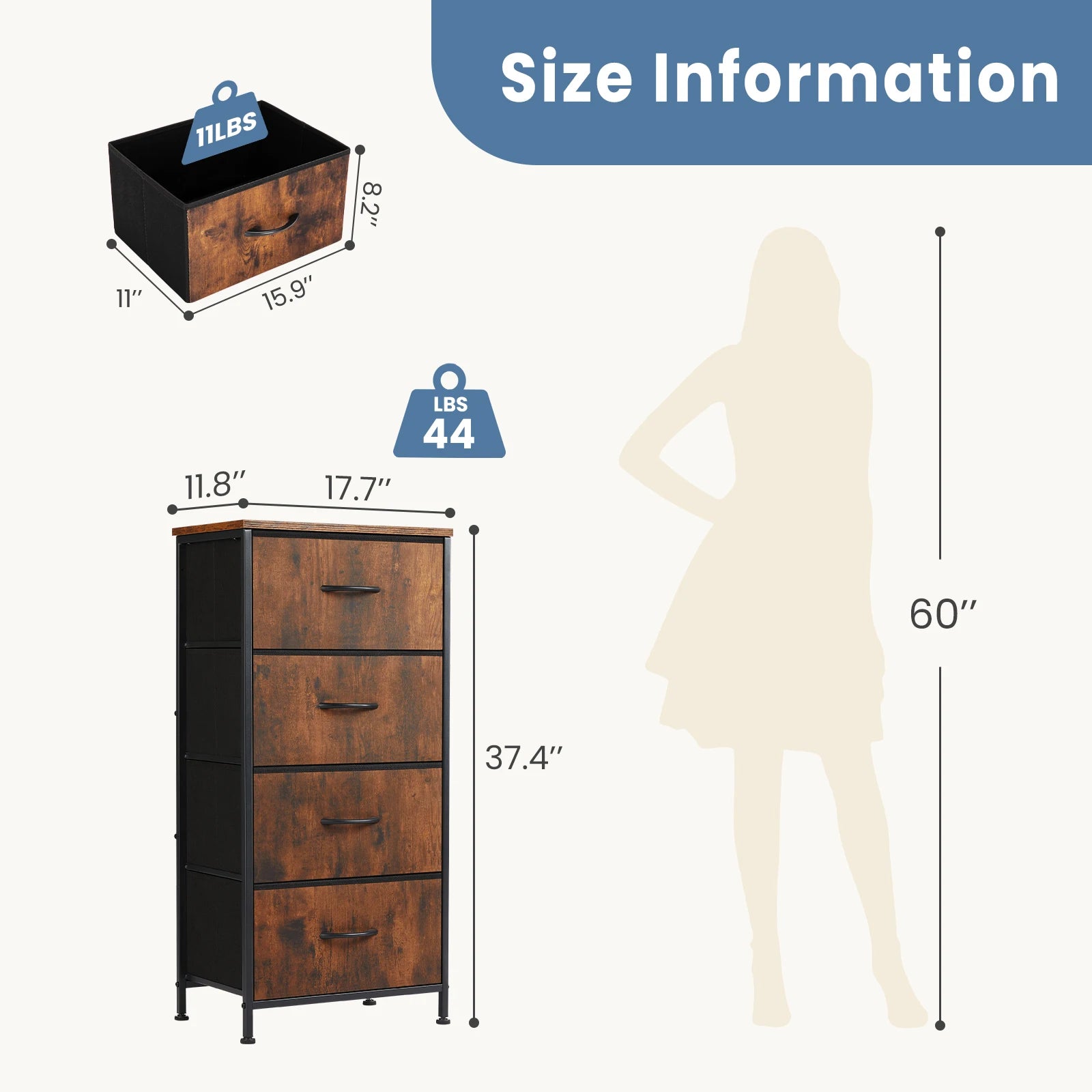 Moderne Kast met 4 Lades – Multifunctionele Slaapkameropberger