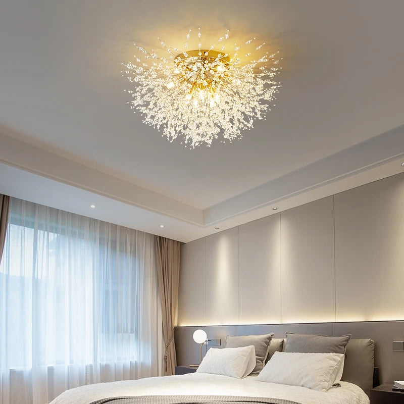 Moderne LED Plafondlamp Paardenbloem – Dimbare Kristallen Kroonluchter met Afstandsbediening